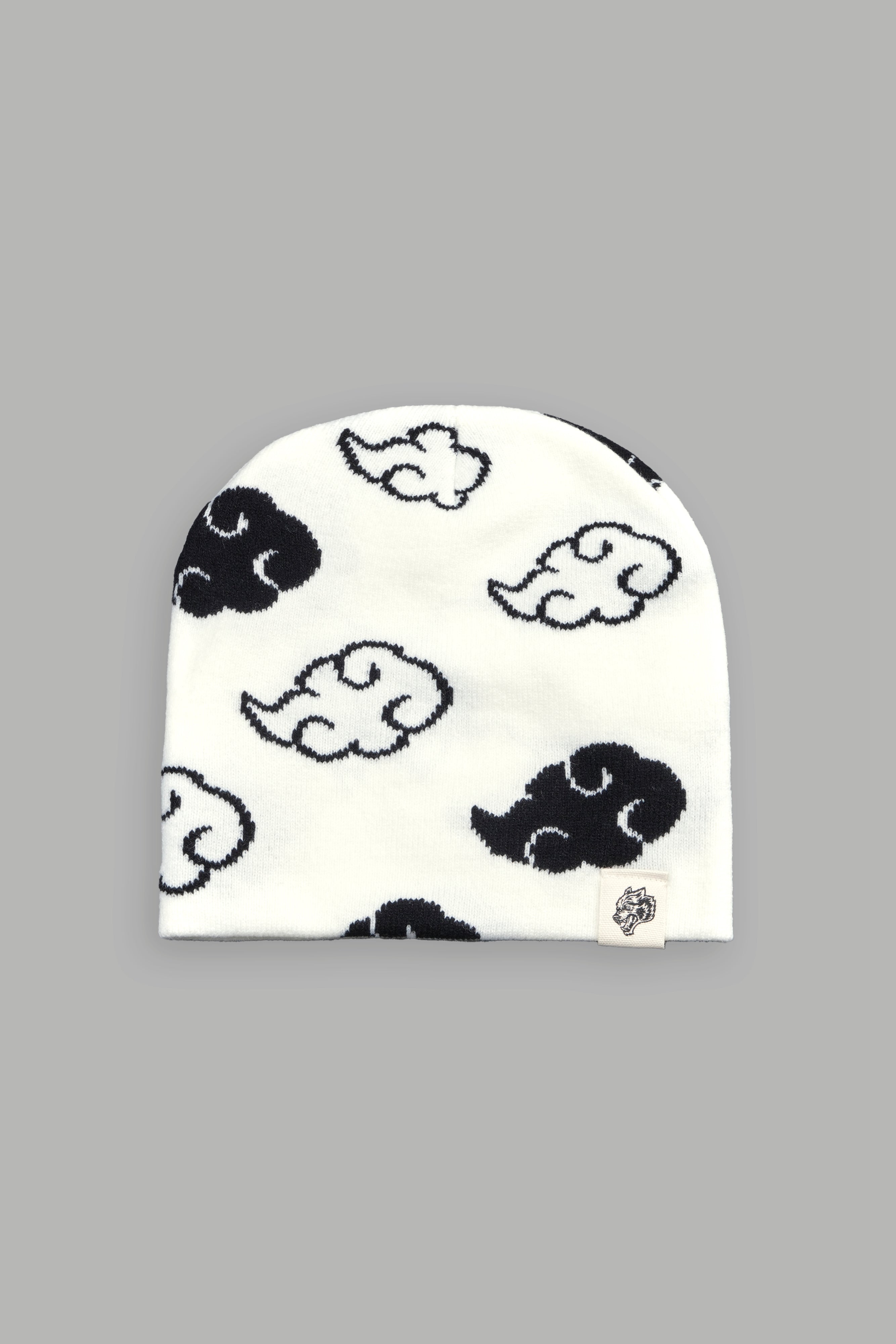 Wolf Clouds Cap Beanie in Cream/Black