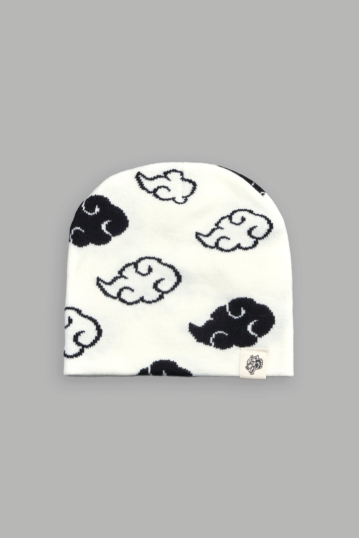 Wolf Clouds Cap Beanie in Cream/Black