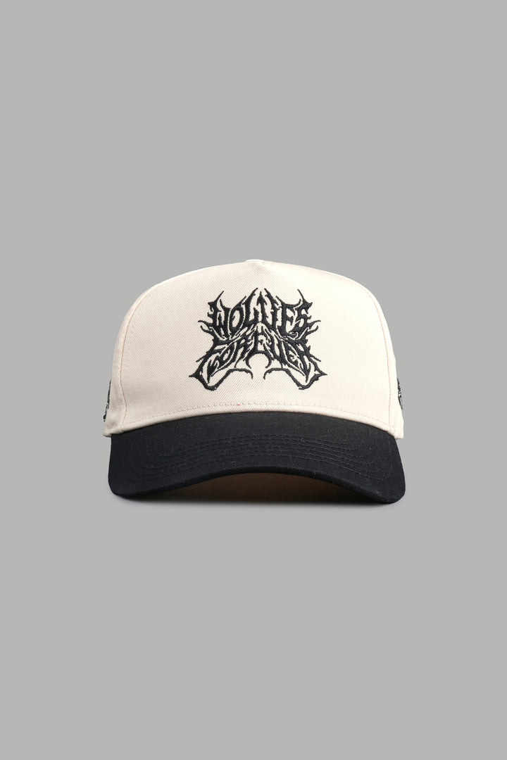 Sheer Loyalty 5 Panel Hat in Cream/Black