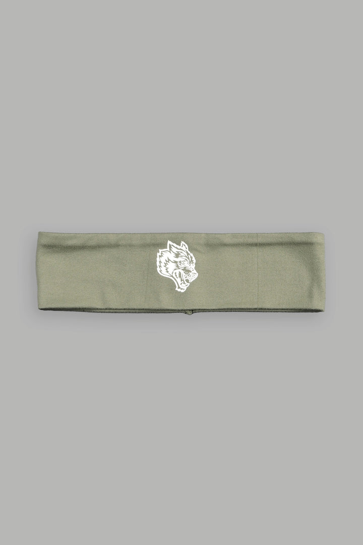 Wolf Head Wide Headband In Cactus Gray