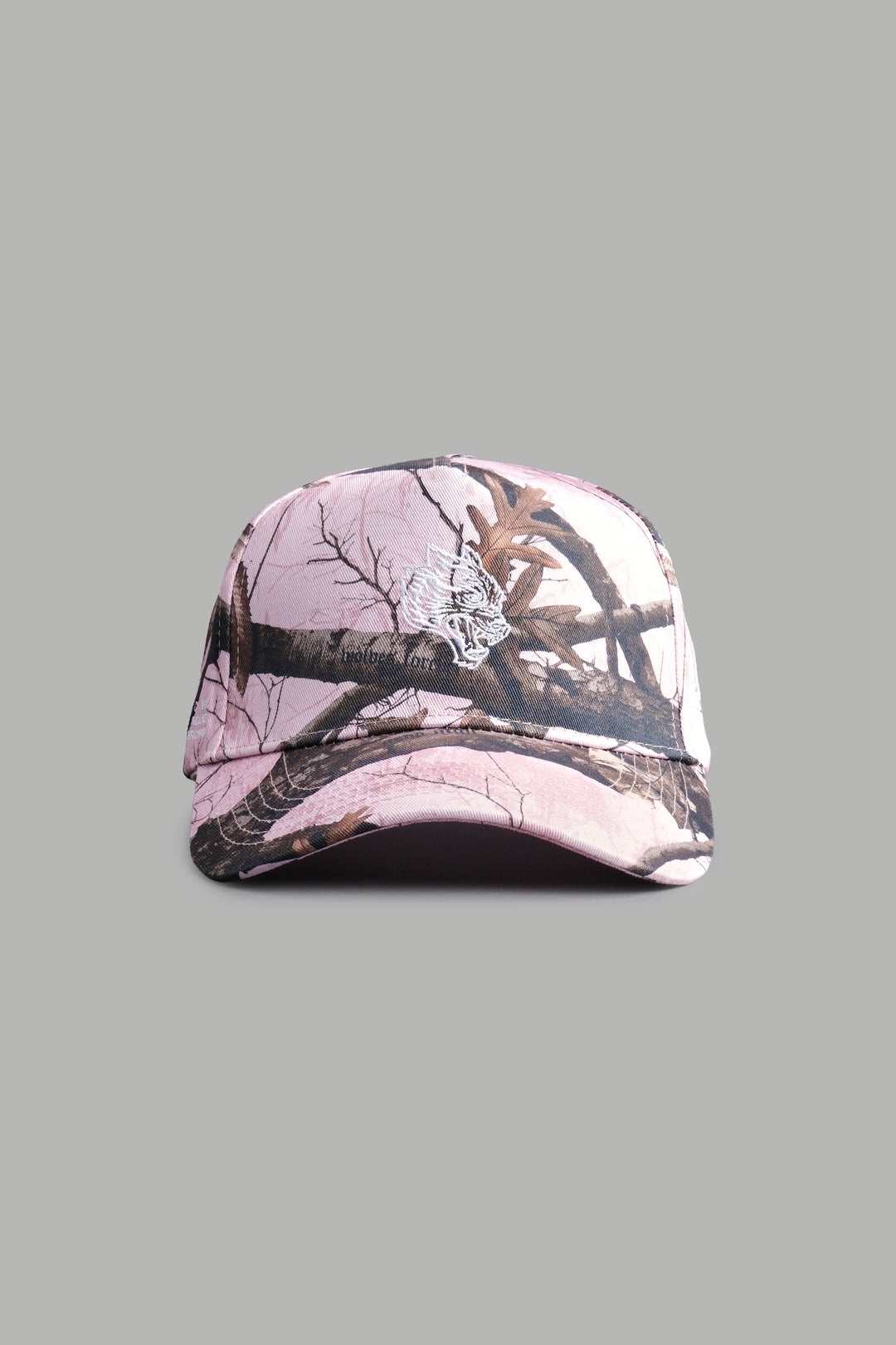 Our Passion 5 Panel Hat in Brown/Light Mauve Woodland Camo