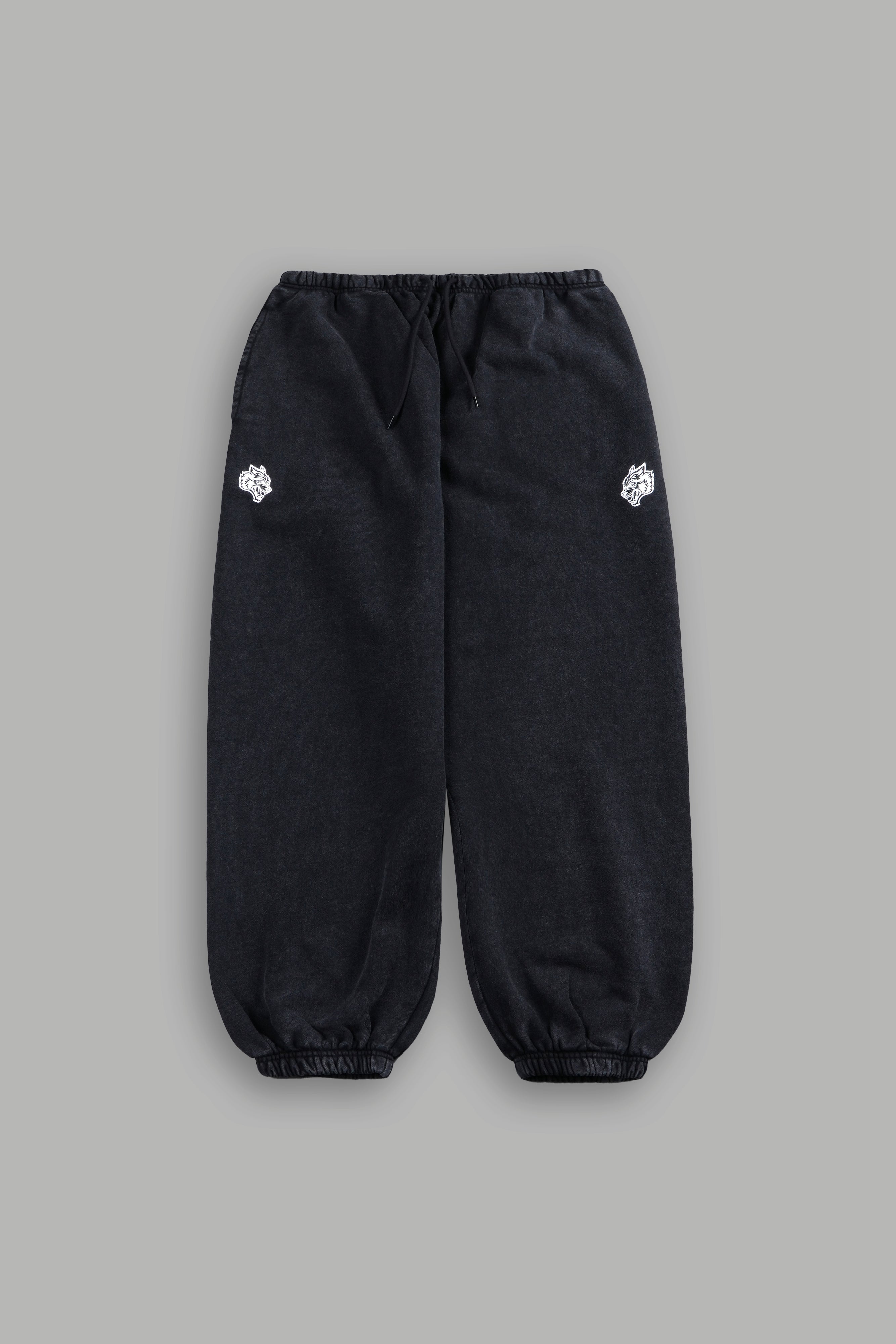 Dual Wolf Unisex Lounger Sweat Pants in Black