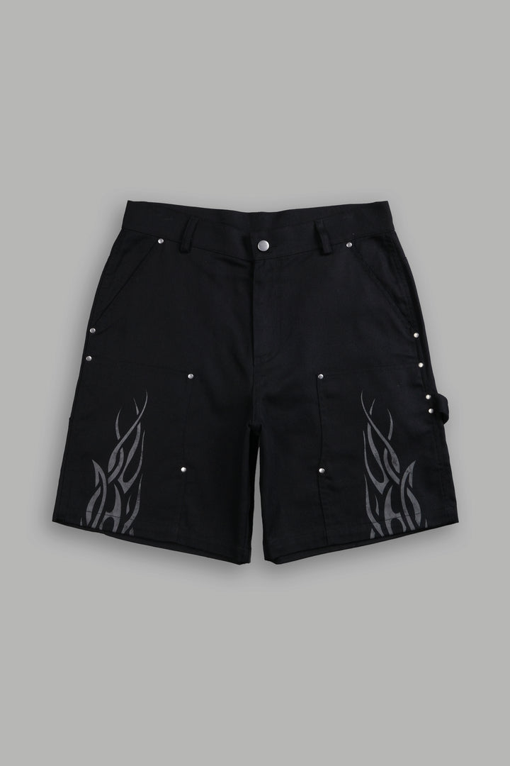 Finite Flame Oversized Clark Utility Shorts in Black