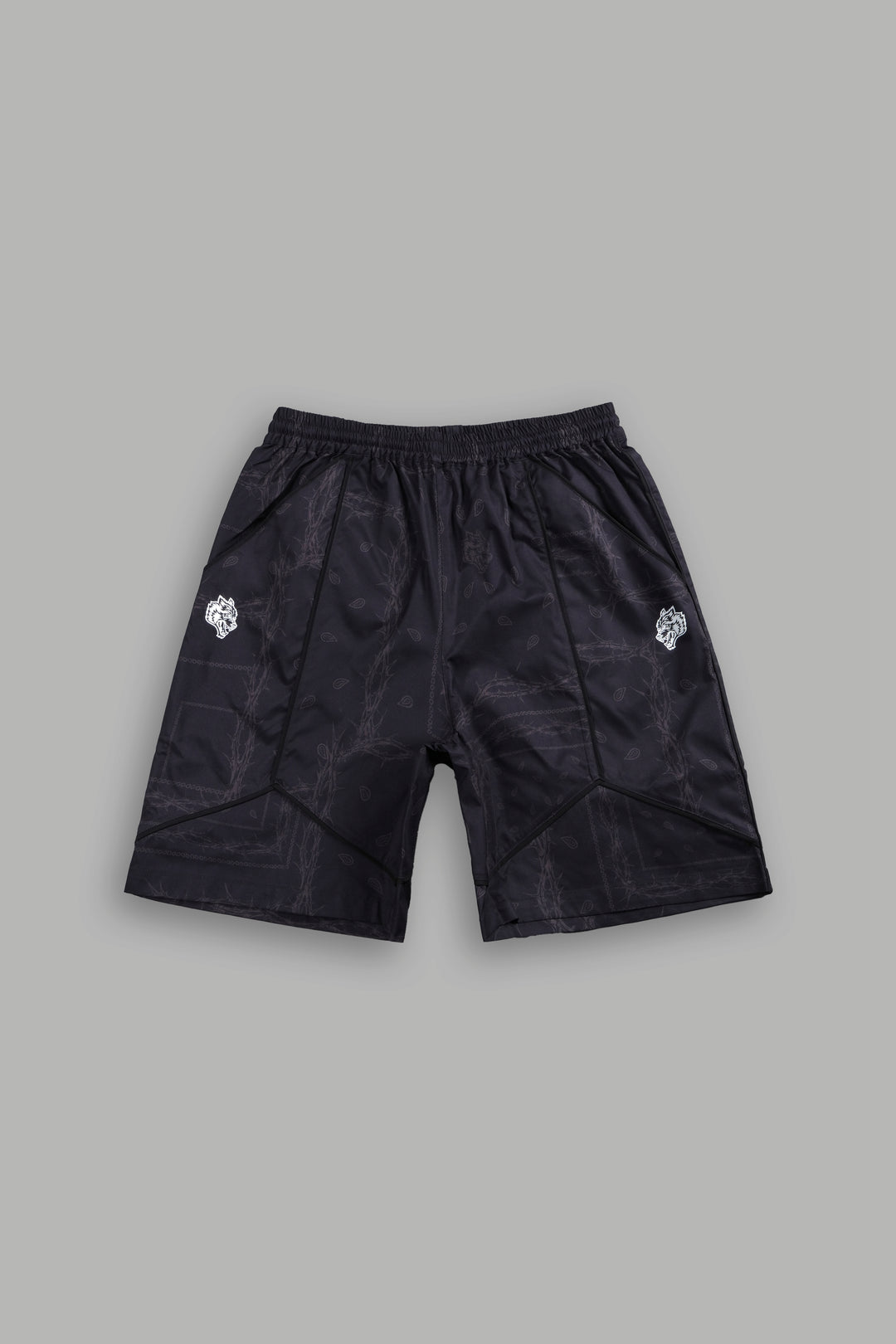 Dual Mens Quinn Track Shorts in Black Thorn Paisley
