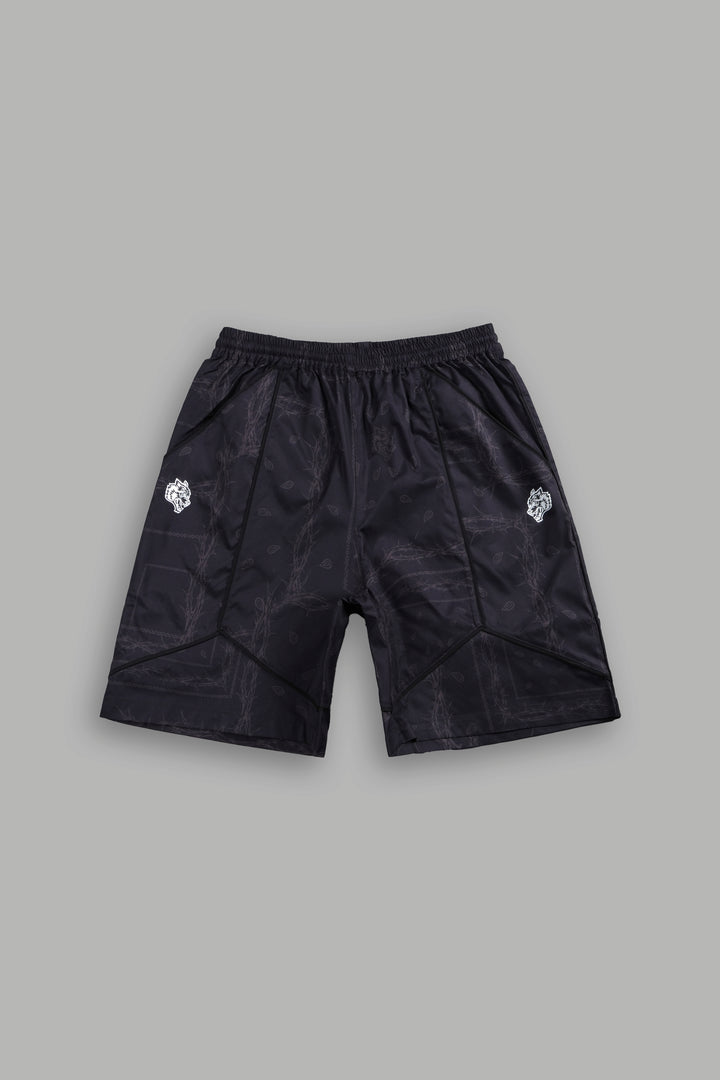 Dual Mens Quinn Track Shorts in Black Thorn Paisley