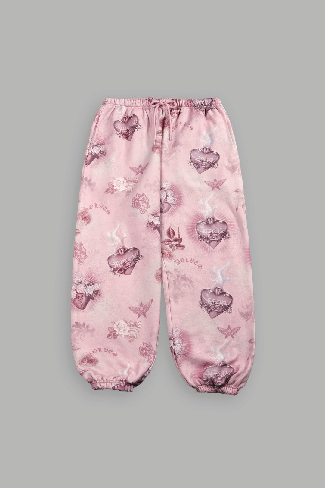 Sacred Path Unisex Lightweight Lounger Sweat Pants in Corazon de Devocion Tonal