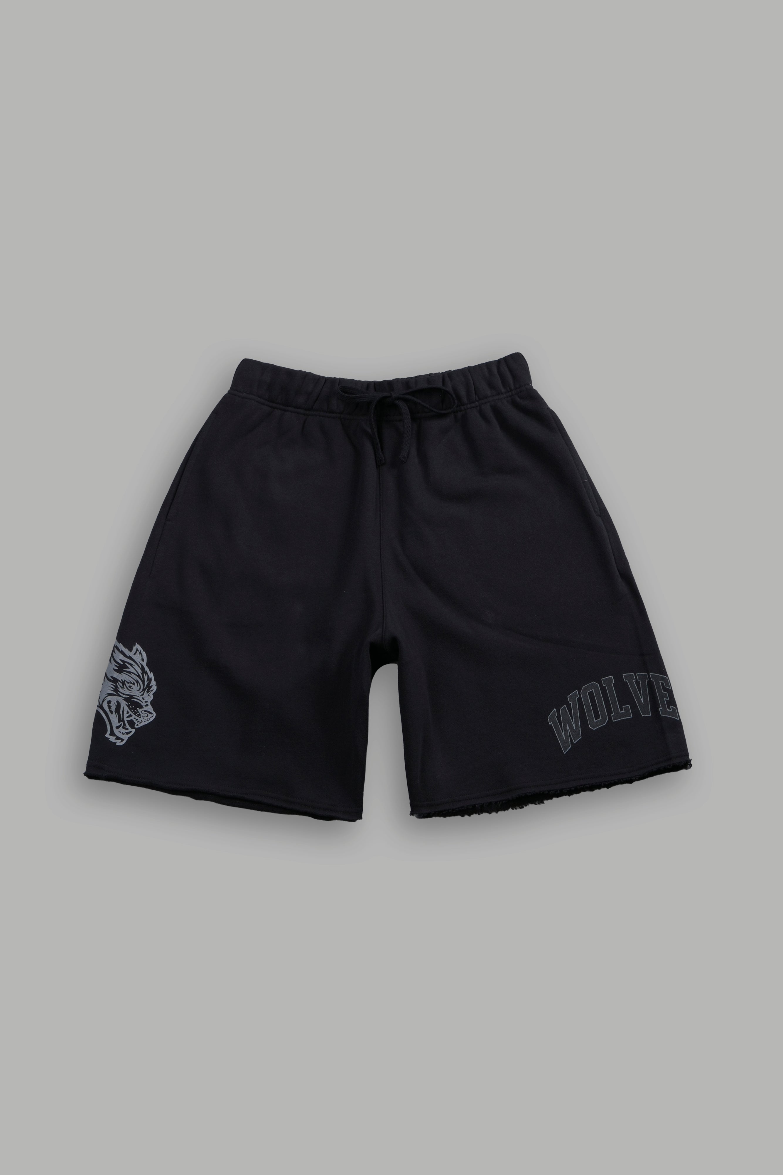 Loyalty Frvr Raw Hem Oversized Post Lounge Sweat Shorts in Black