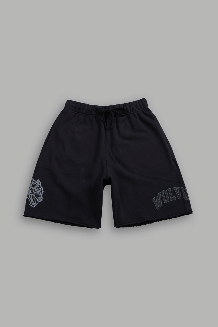 Loyalty Frvr Raw Hem Oversized Post Lounge Sweat Shorts in Black