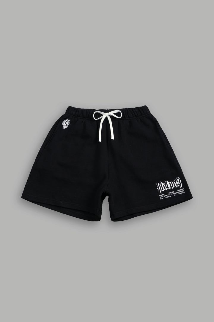 Symbiosis Post Lounge Sweat Shorts in Black