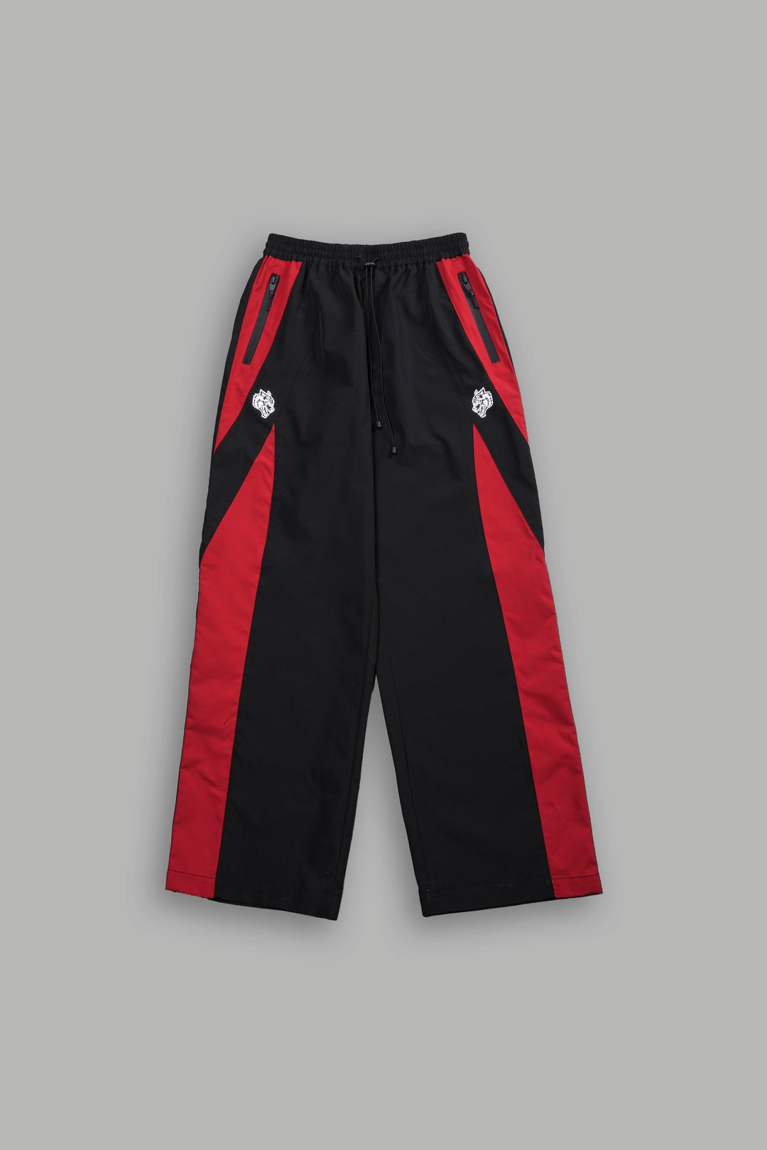 Dual Wolf Chopper Brolic Unisex Track Pants in Black/Red