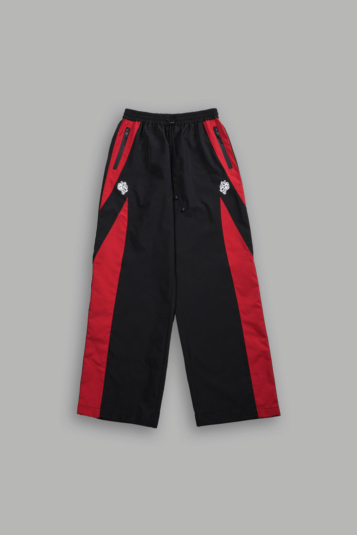 Dual Wolf Chopper Brolic Unisex Track Pants in Black/Red