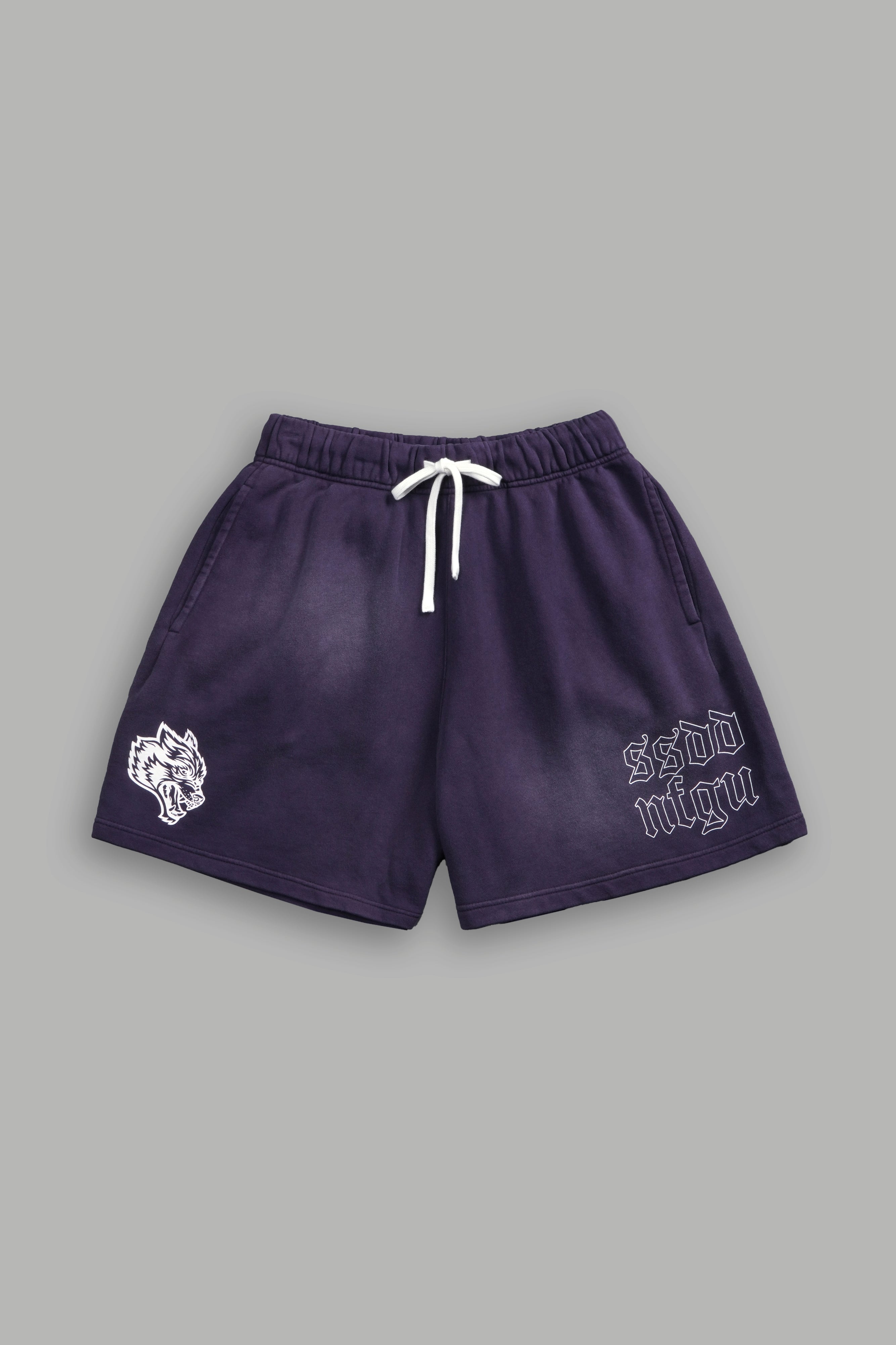 For Us Oversized Post Lounge Sweat Shorts in Phantom Purple Sun Fade