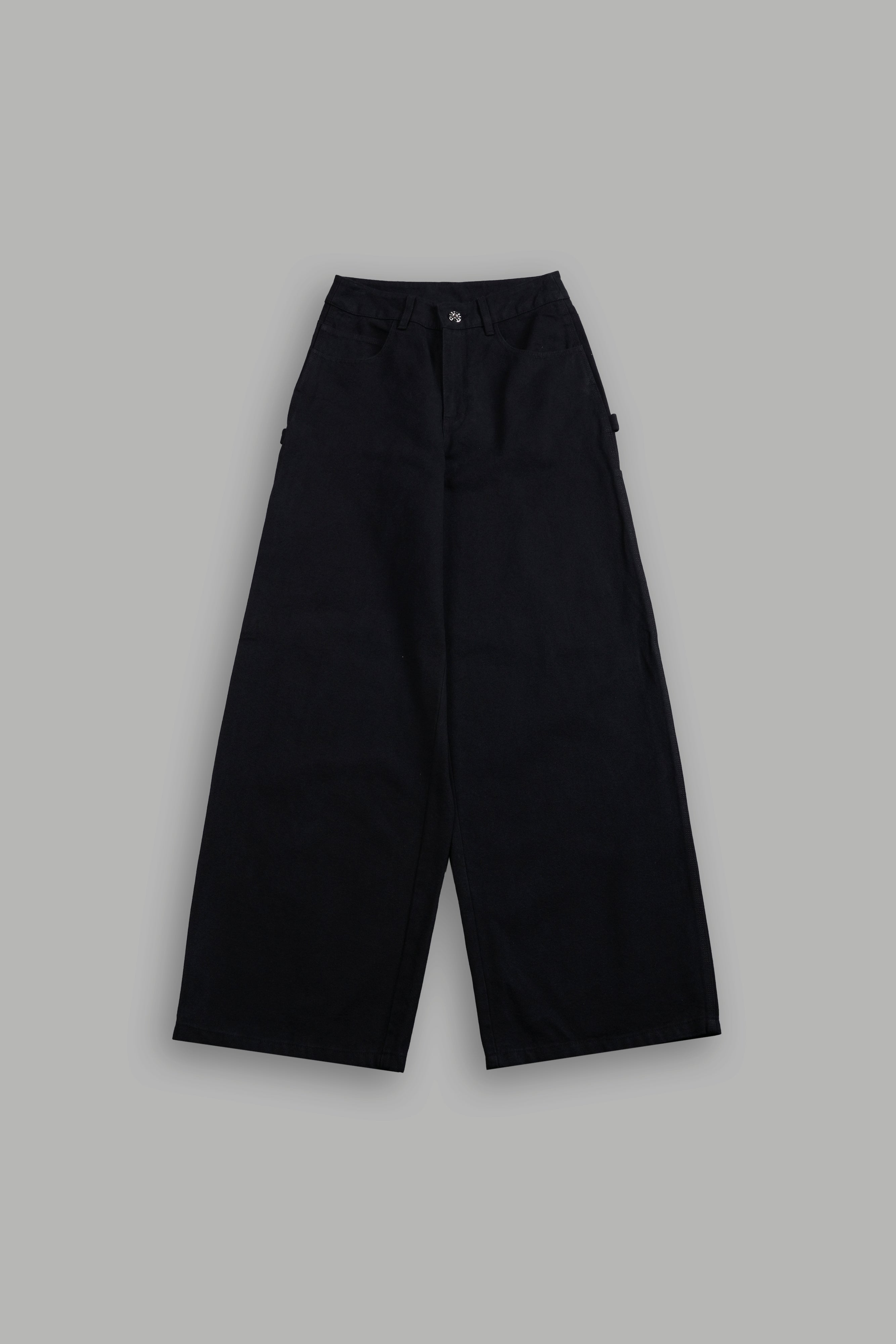Wolf Chopper Wide Leg Carpenter Pants in Black