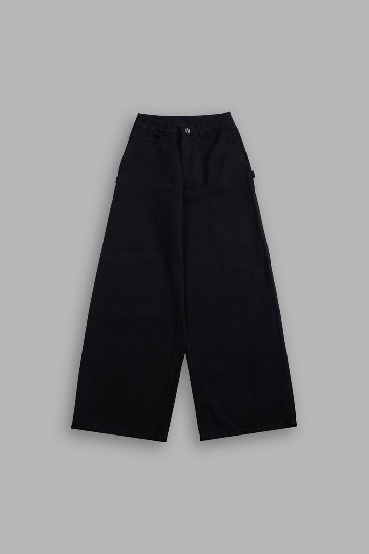 Wolf Chopper Wide Leg Carpenter Pants in Black