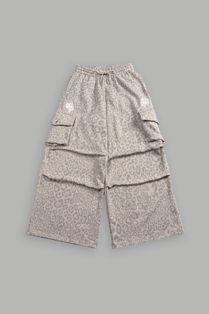 Dual Mia Cargo Sweat Pants in Clay Leopard
