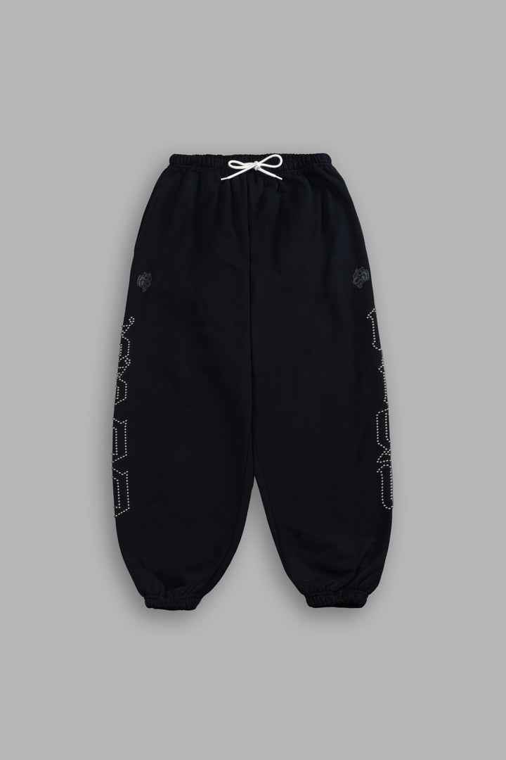 Studded Our Mantra Unisex Lounger Sweat Pants in Black Drift Wash