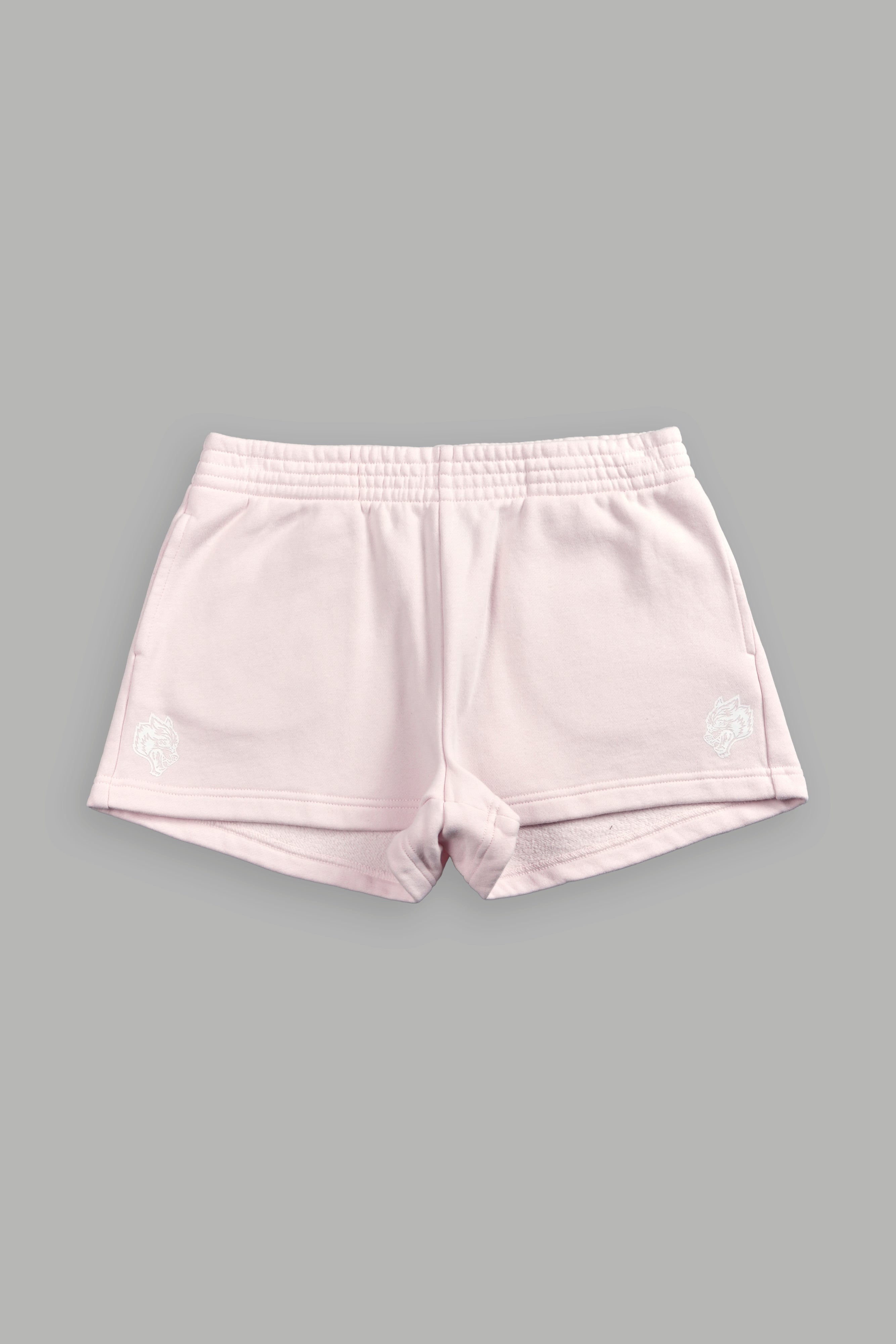 Pyramid Wolves Applique Ellie Sweat Shorts in Blush Pink