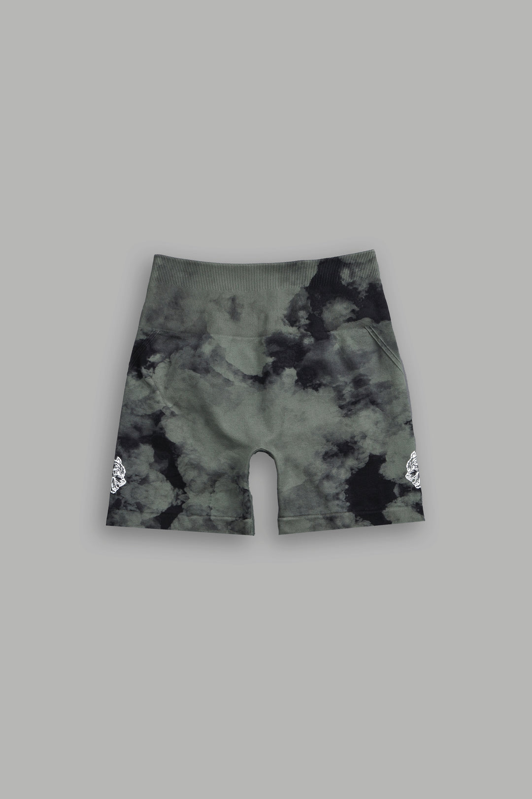 Dual Wolf Everson Seamless "Huxley" Shorts in Hunter Green Ghost Clouds