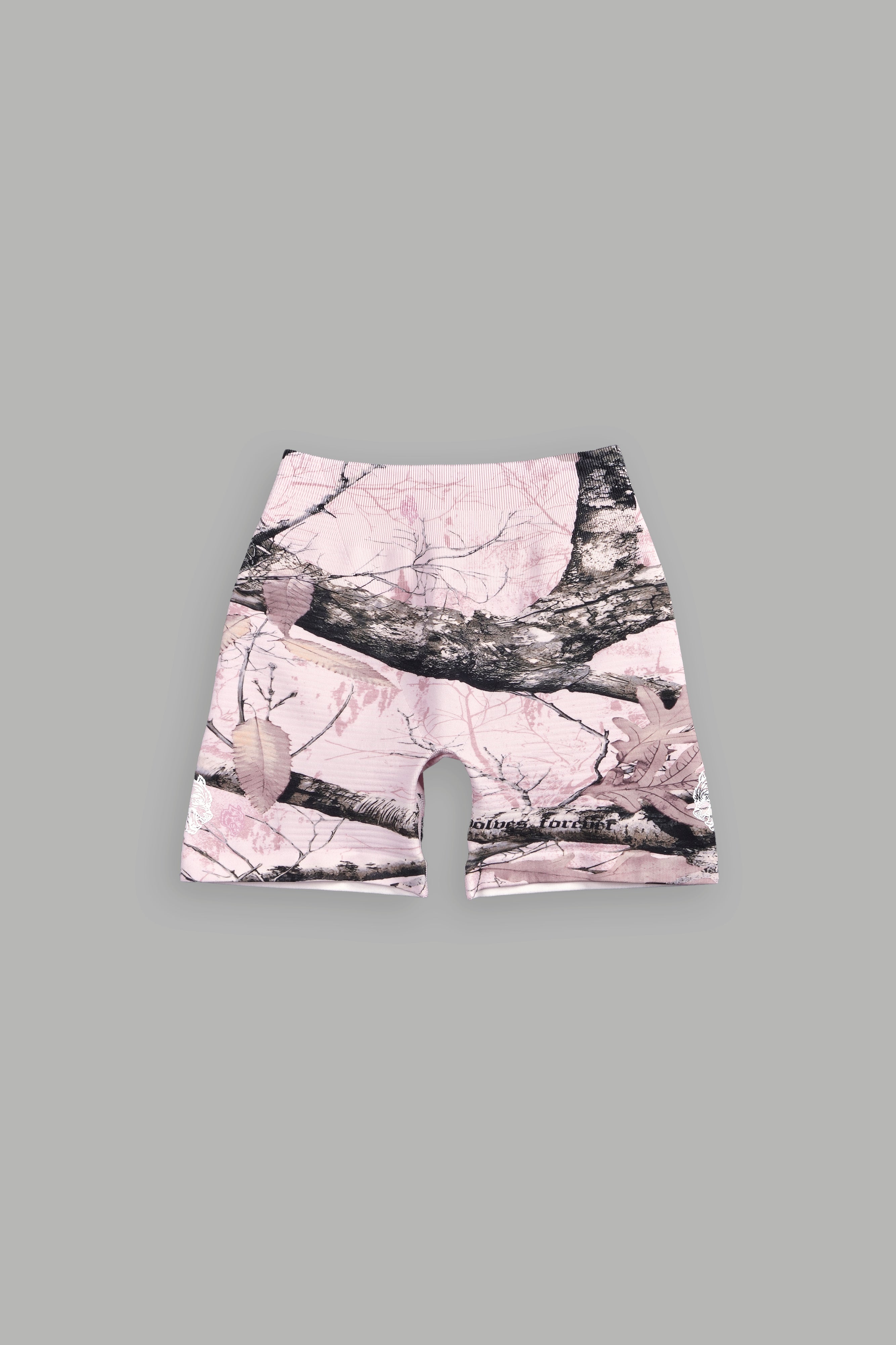 Dual Wolf Everson Seamless "Valencourt" Shorts in Brown/Light Mauve Woodland Camo