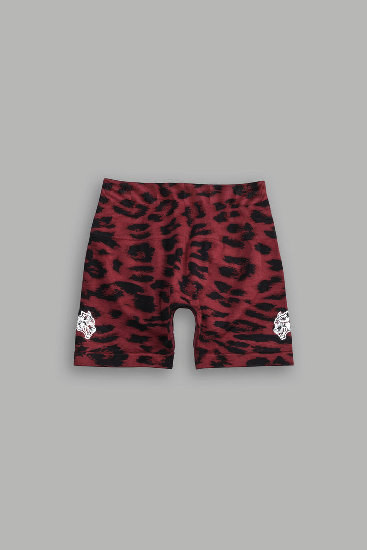 Dual Wolf Everson Seamless "Sierra" Shorts in Cherry Red Leopard