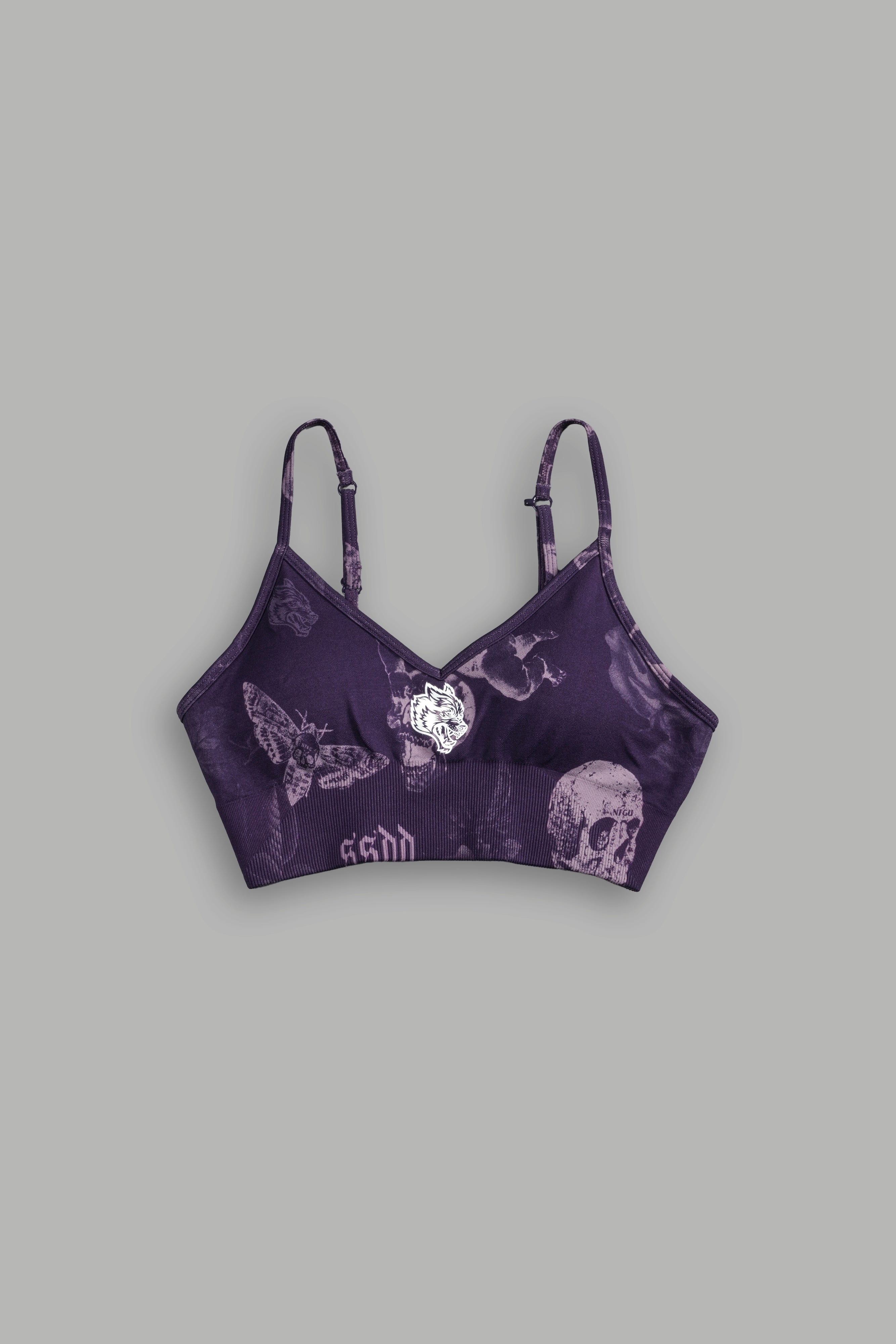 Single Wolf "Everson" Seamless Sports Bra in Leopard Purple Vanitas Flora