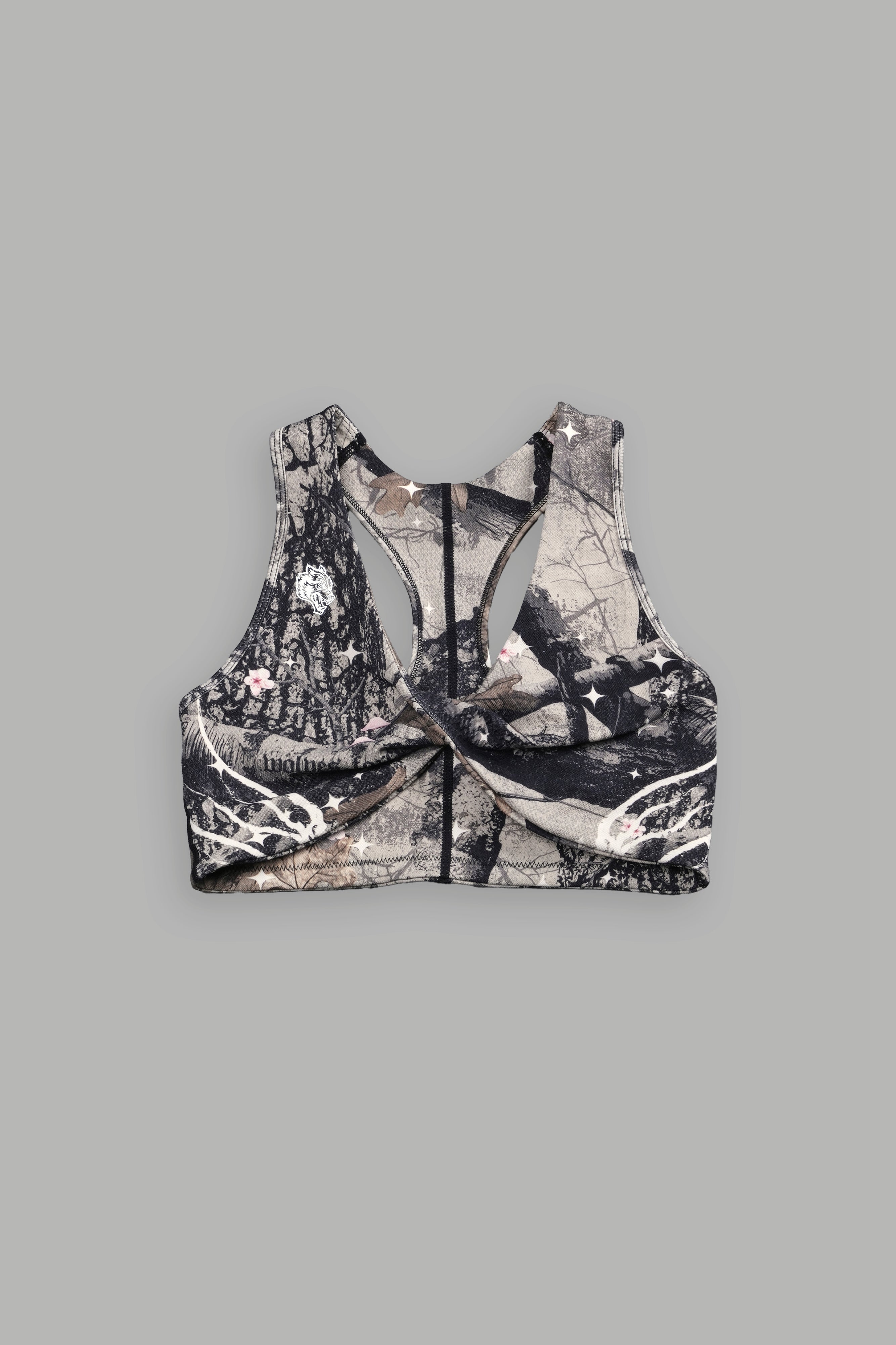 Warrior's Fire "Everson" Seamless Twist Bra in Starry Blossom Woodland Camo