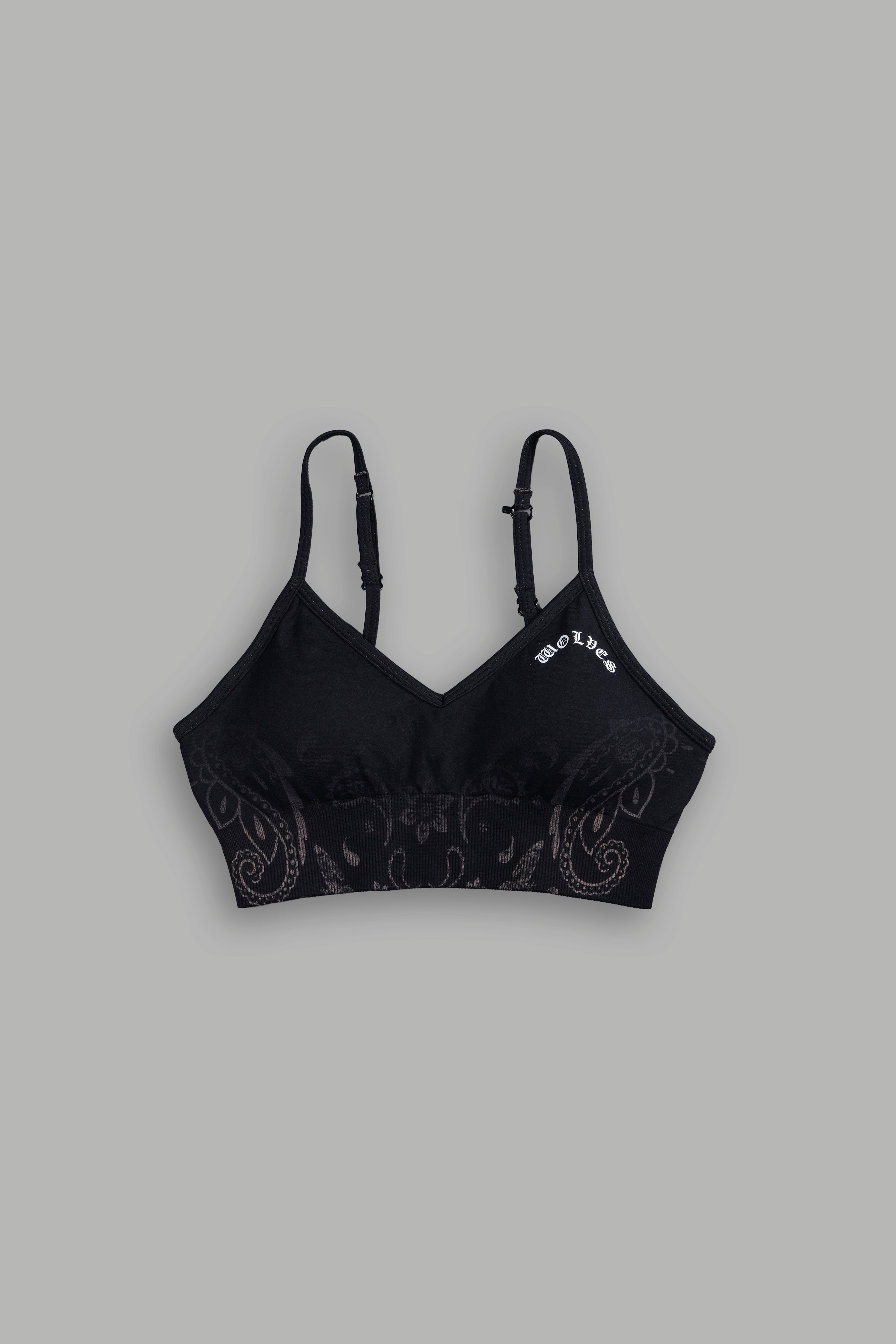 Faded Paisley "Maya" Soft Seamless Bra in Black