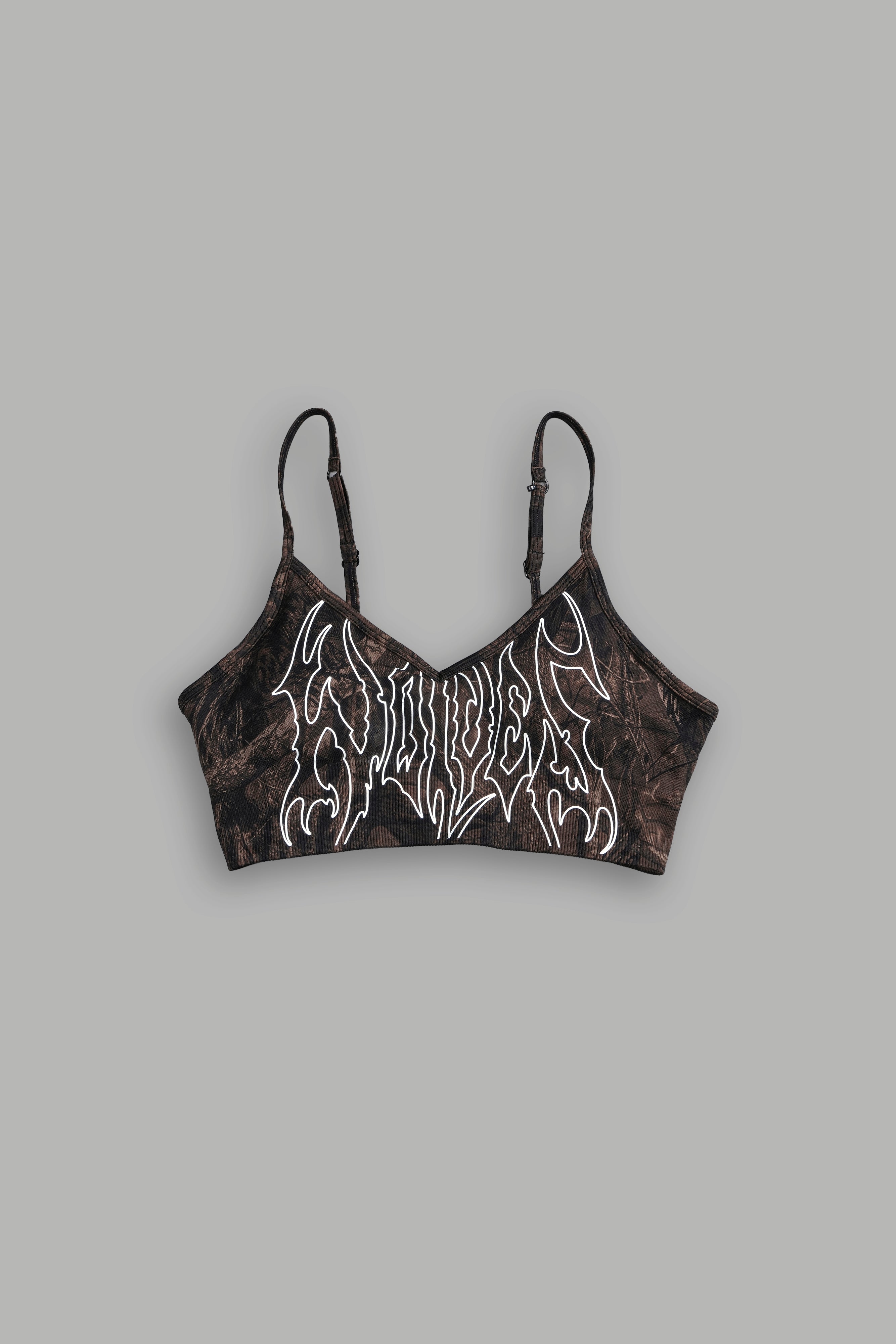 Hesh Forever "Everson Seamless" Sports Bra in Brown Driftwood Forest Camo
