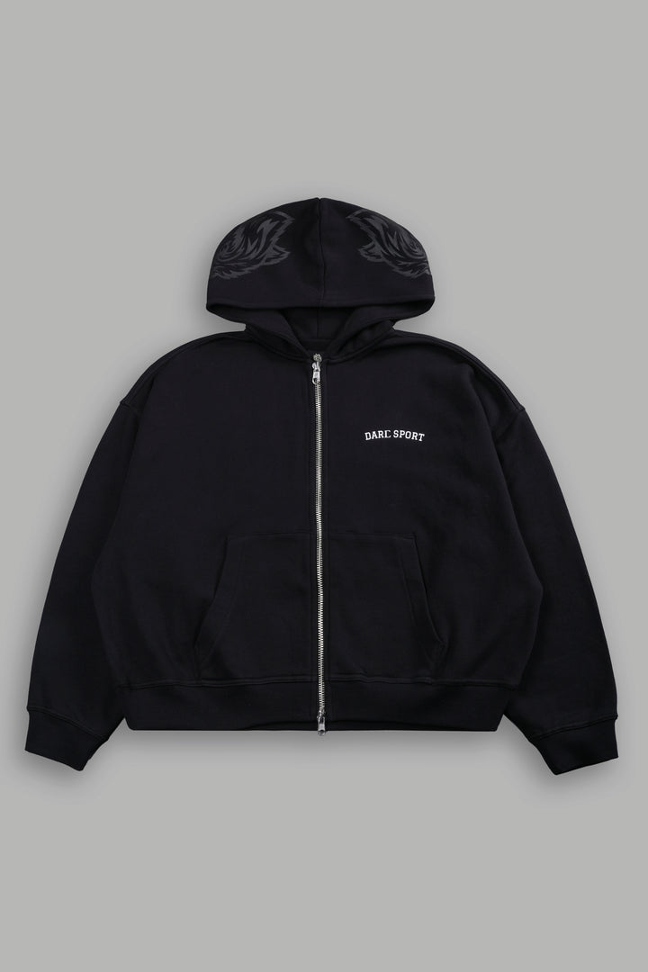 Inner Wolf Vex Double Zip Hoodie in Black