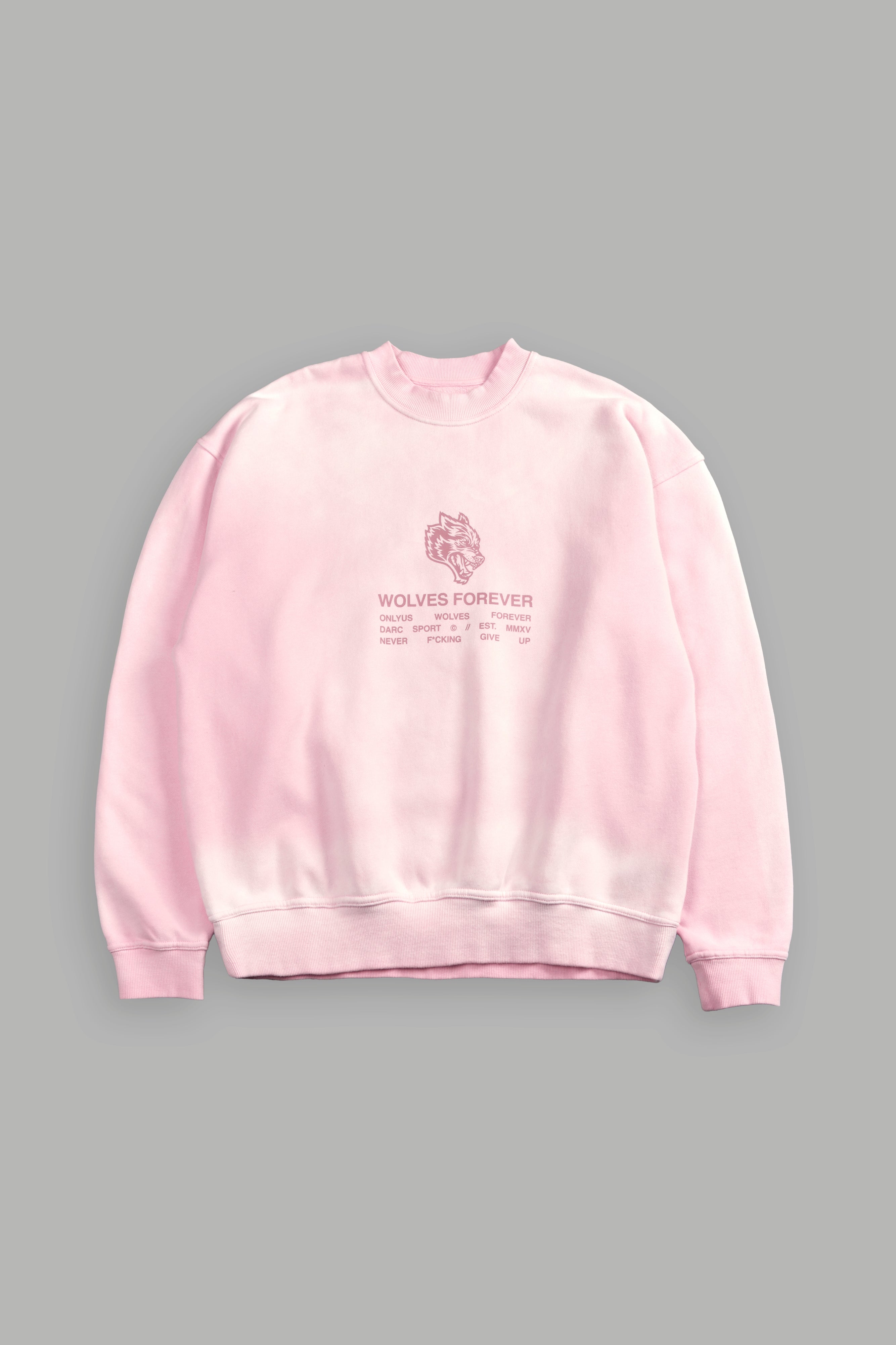 Wolves Have Your Back London Unisex Crewneck in Cherry Blossom Halo Wash