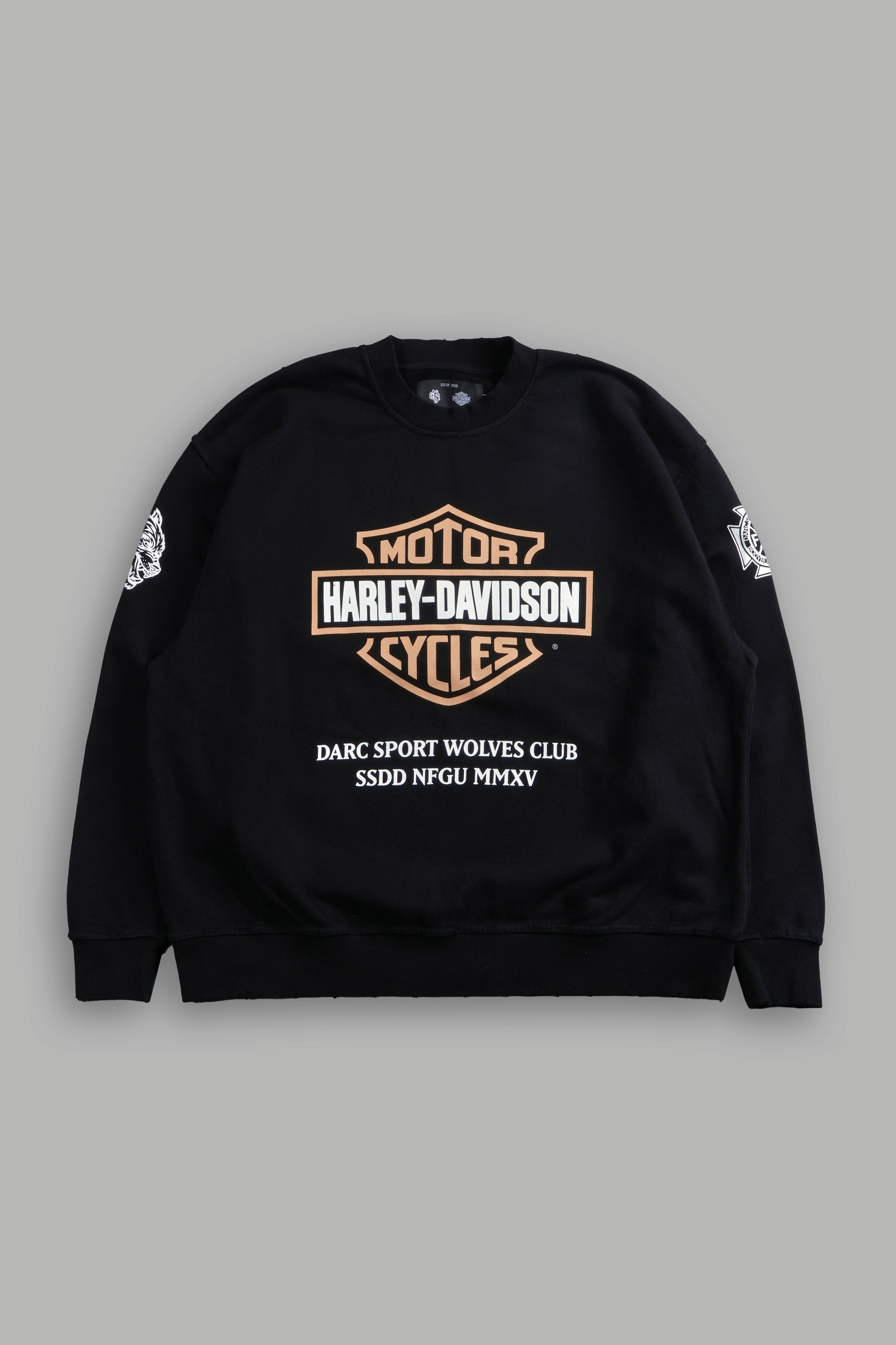 Our Clubs Grunge Destroyed Oversized London Crewneck in Black