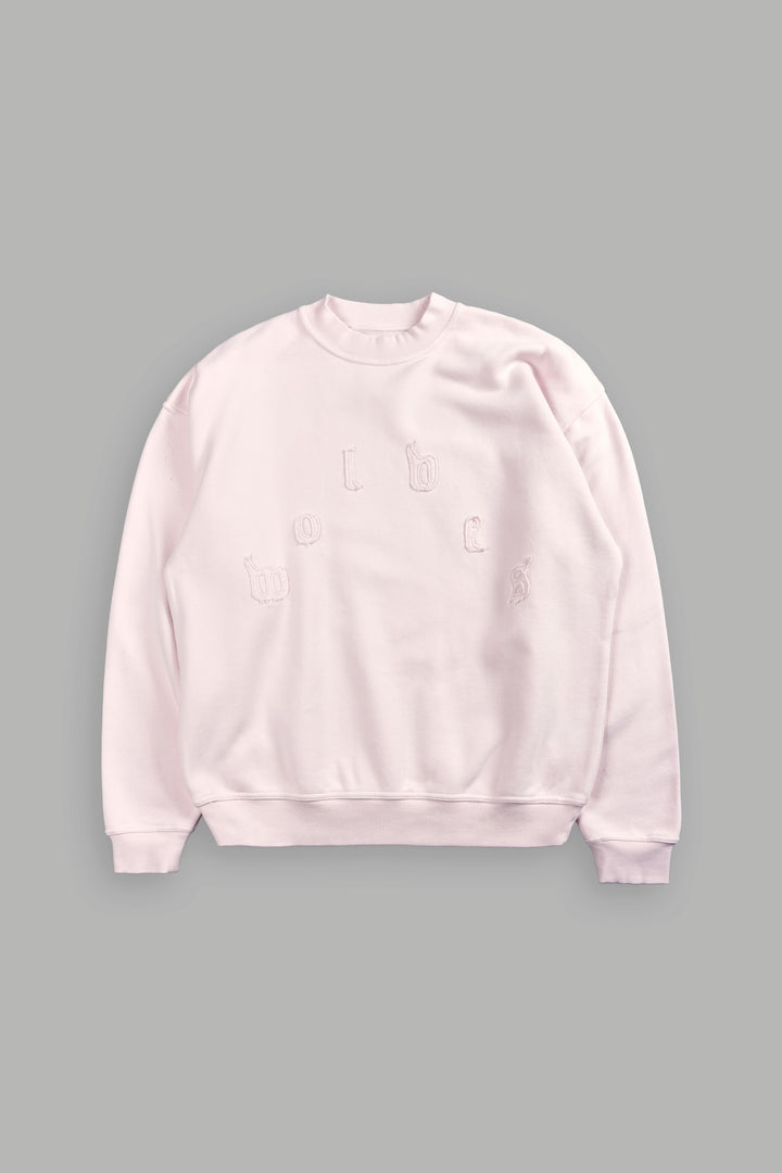 Pyramid Wolves Applique London Crewneck in Blush Pink