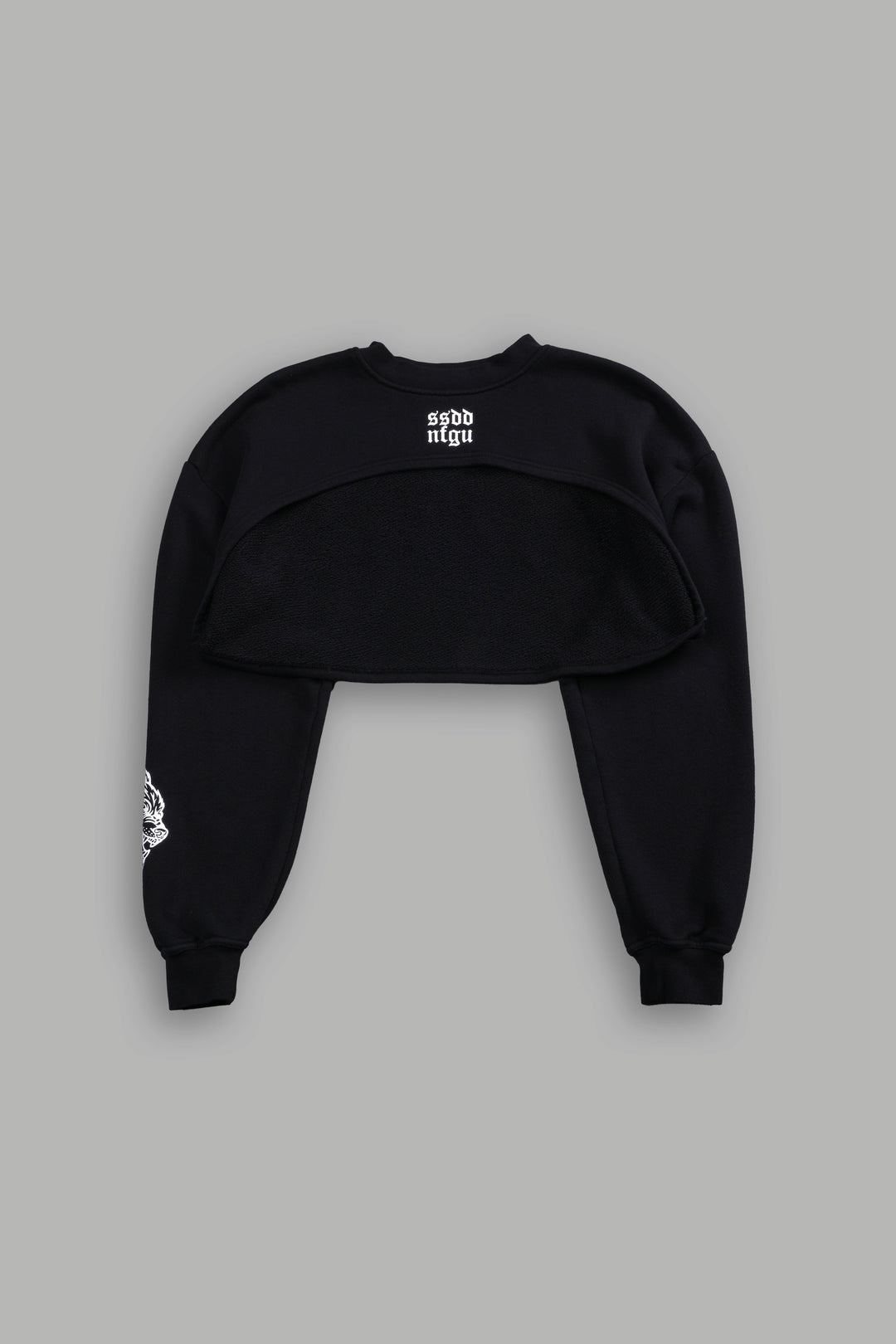 Wolves Mantra "Willow" Cropped Crewneck in Black