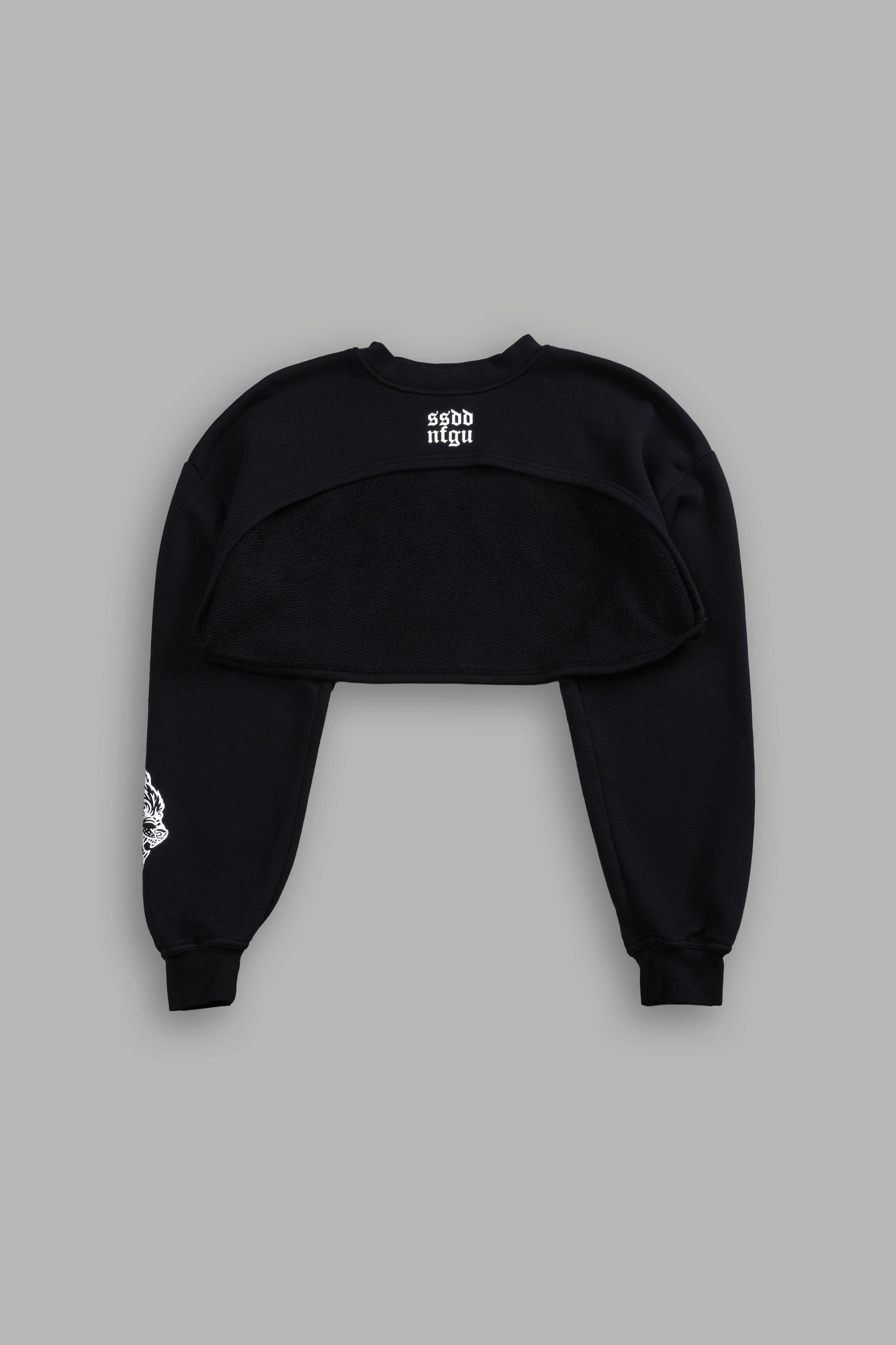 Wolves Mantra "Willow" Cropped Crewneck in Black