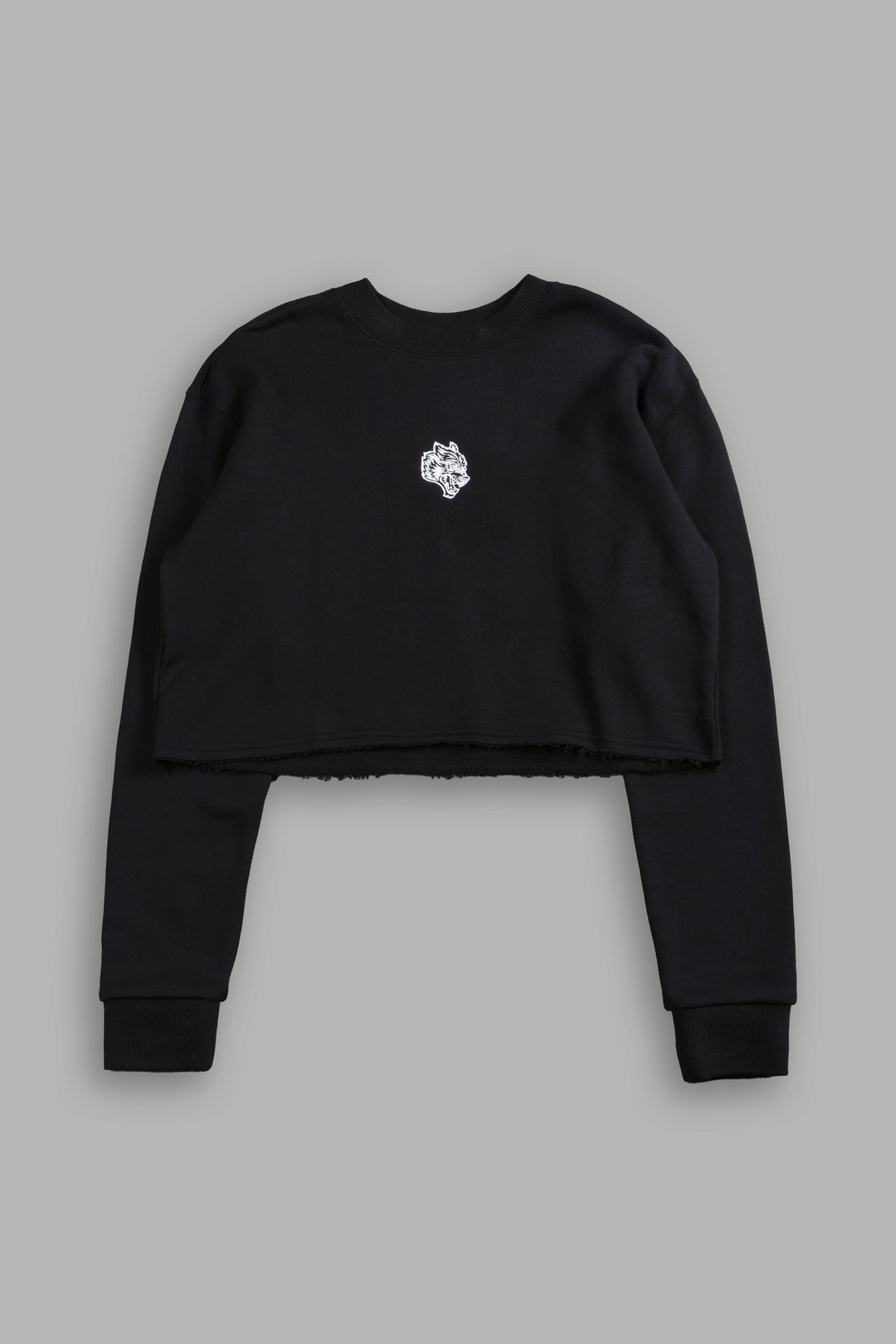 Wolf Head Cropped Crewneck in Black