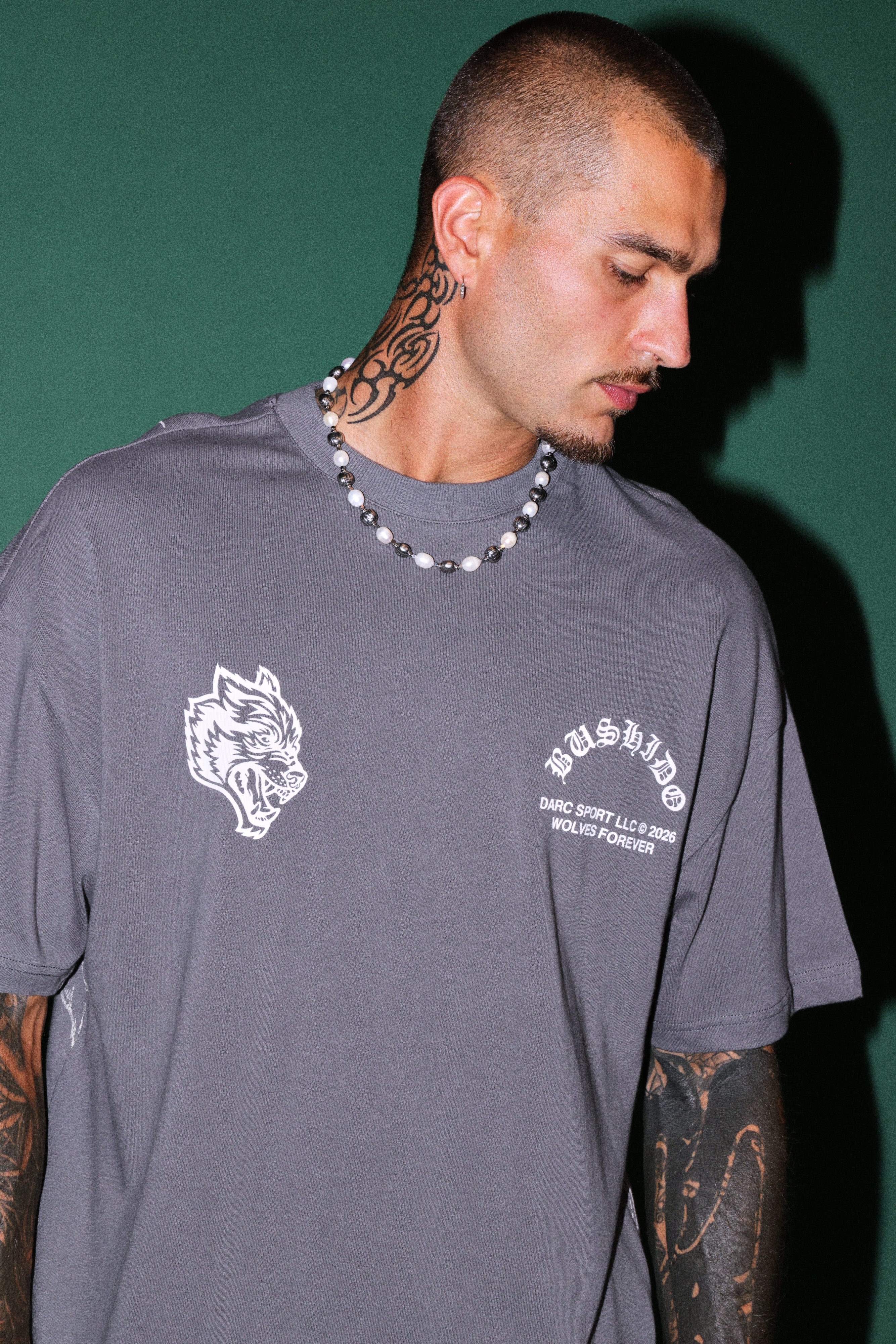 Shutendoji Premium Oversized Tee in Slate Gray