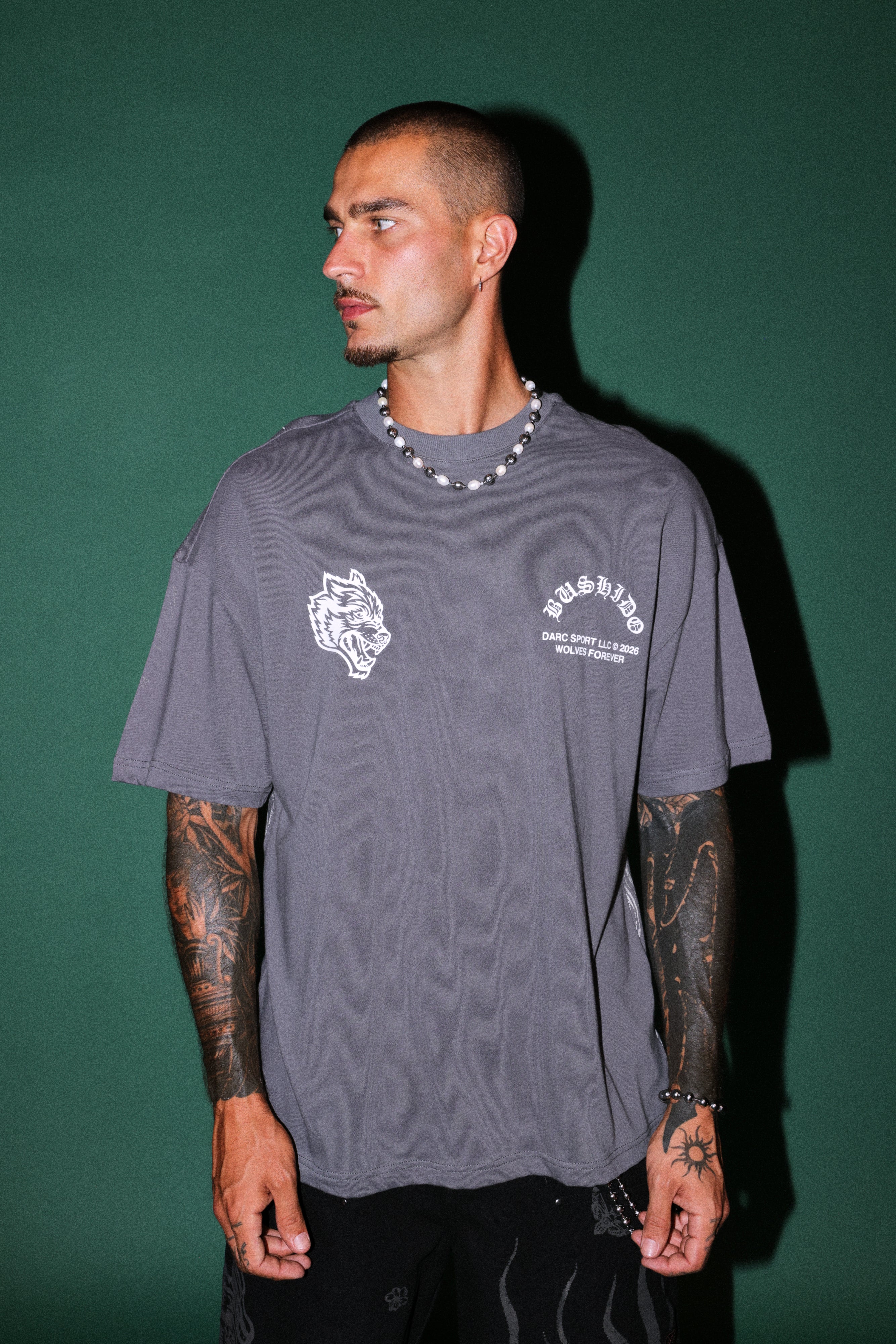 Shutendoji Premium Oversized Tee in Slate Gray