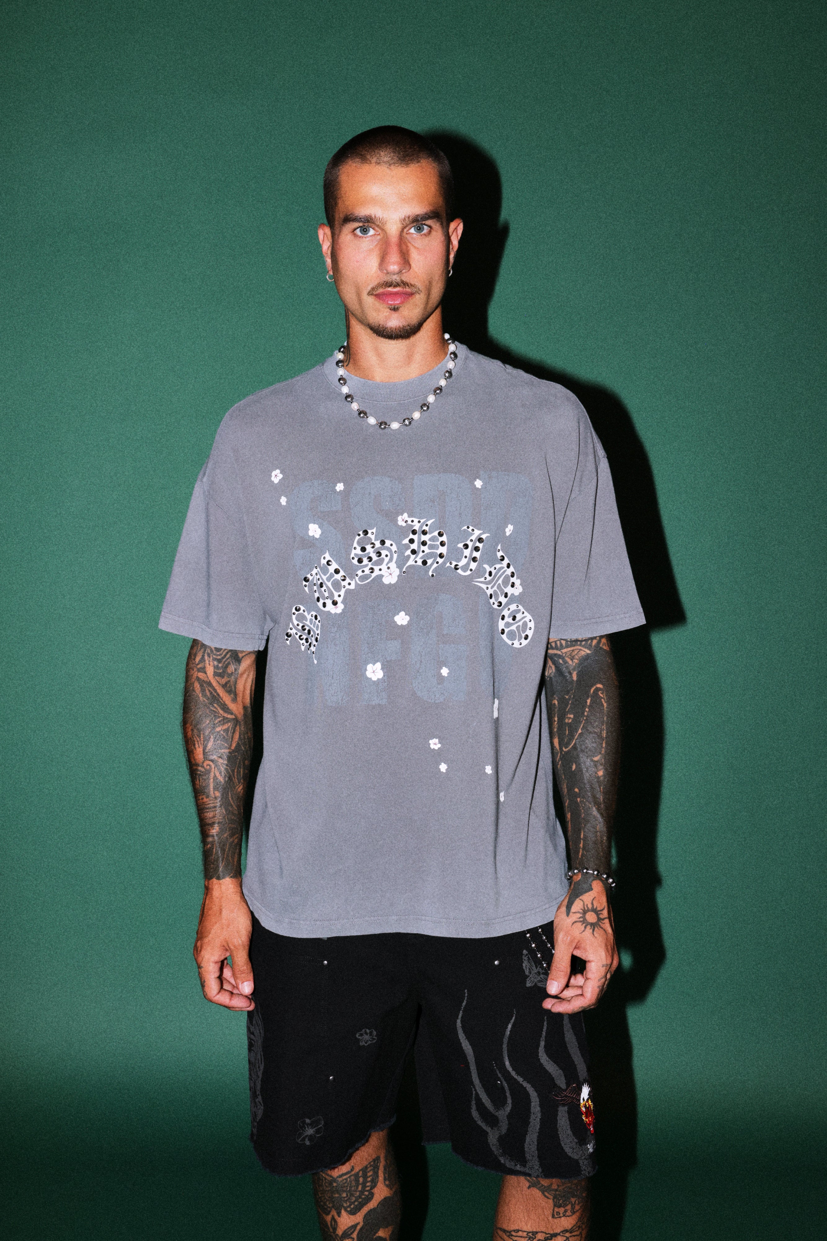 Ssddnfgu Bushido Premium Oversized Tee in Slate Gray
