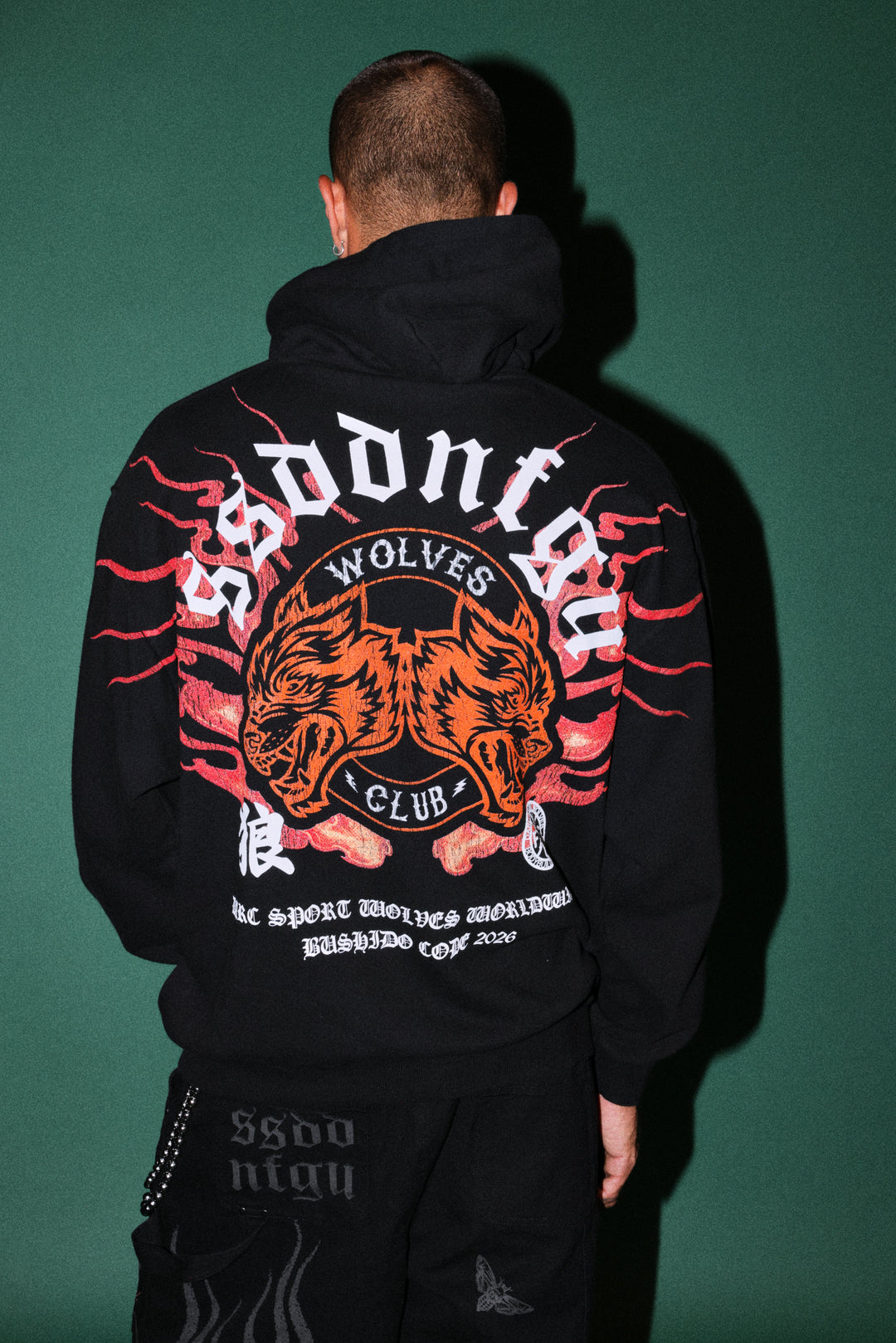Wolves Club Oni Inferno Pierce Hoodie in Black