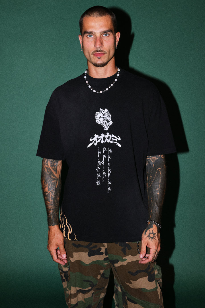 Darc Yokai Premium Oversized Tee in Black Sun Fade