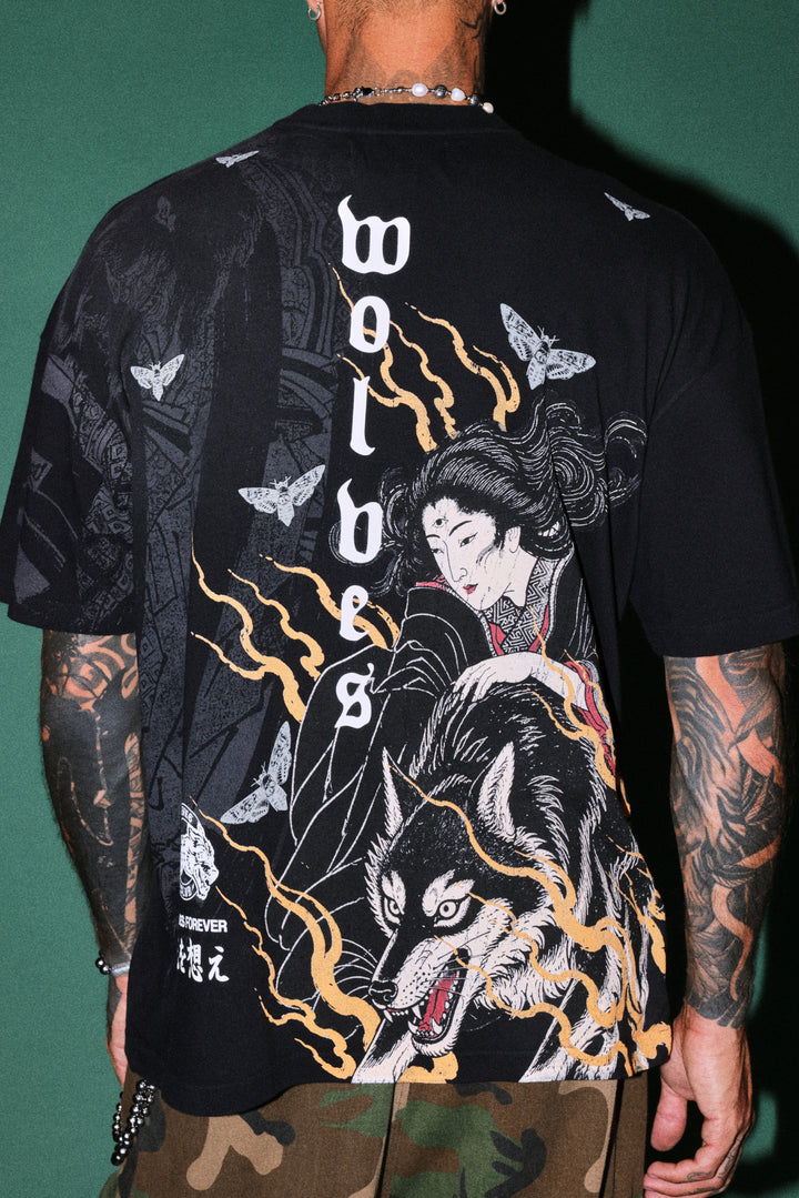 Darc Yokai Premium Oversized Tee in Black Sun Fade