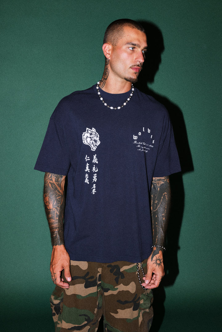 The Warrior Code Premium Oversized Tee in Navy