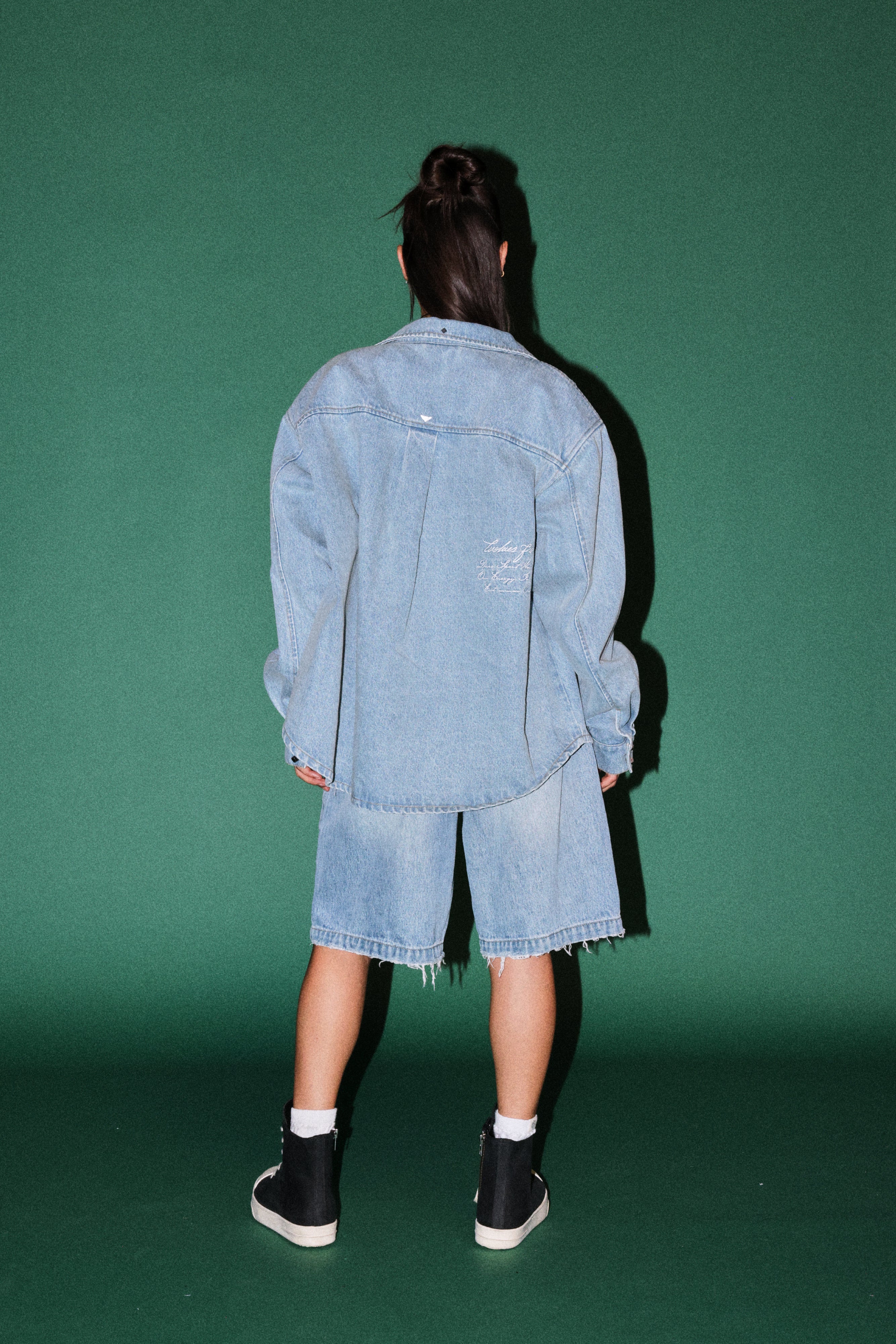 Wlvsfrvr Patch Winslow Denim Shirt Jacket in Light Wash