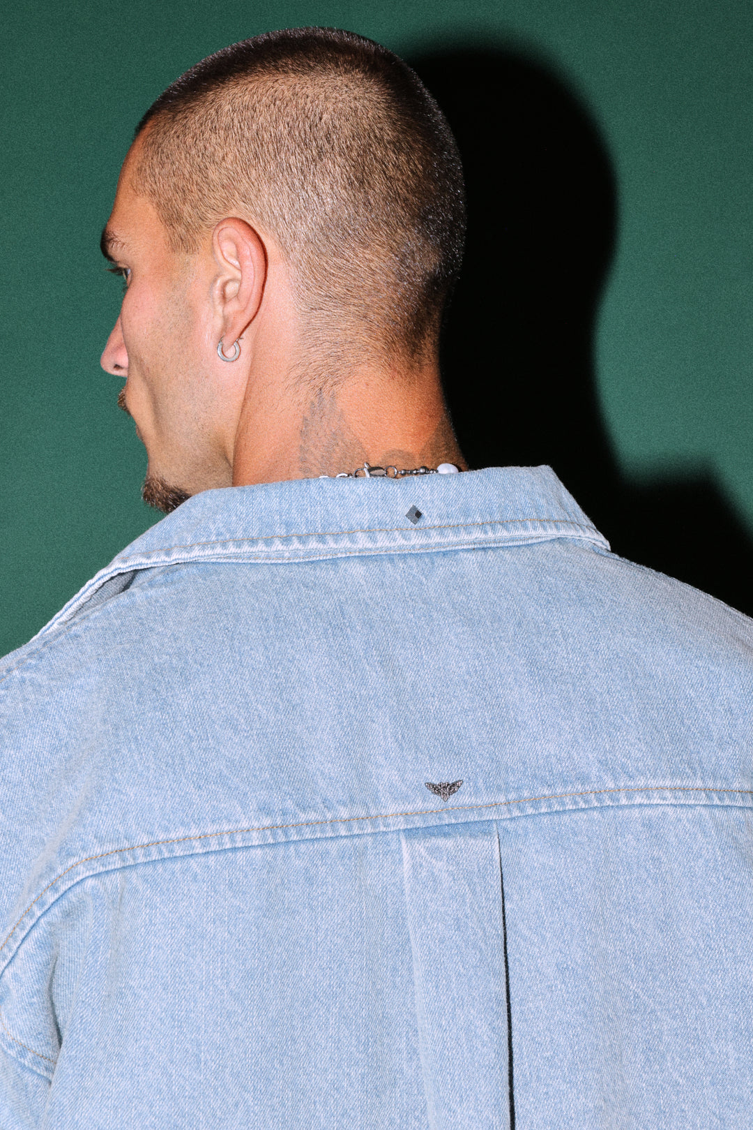 Wlvsfrvr Patch Winslow Denim Shirt Jacket in Light Wash