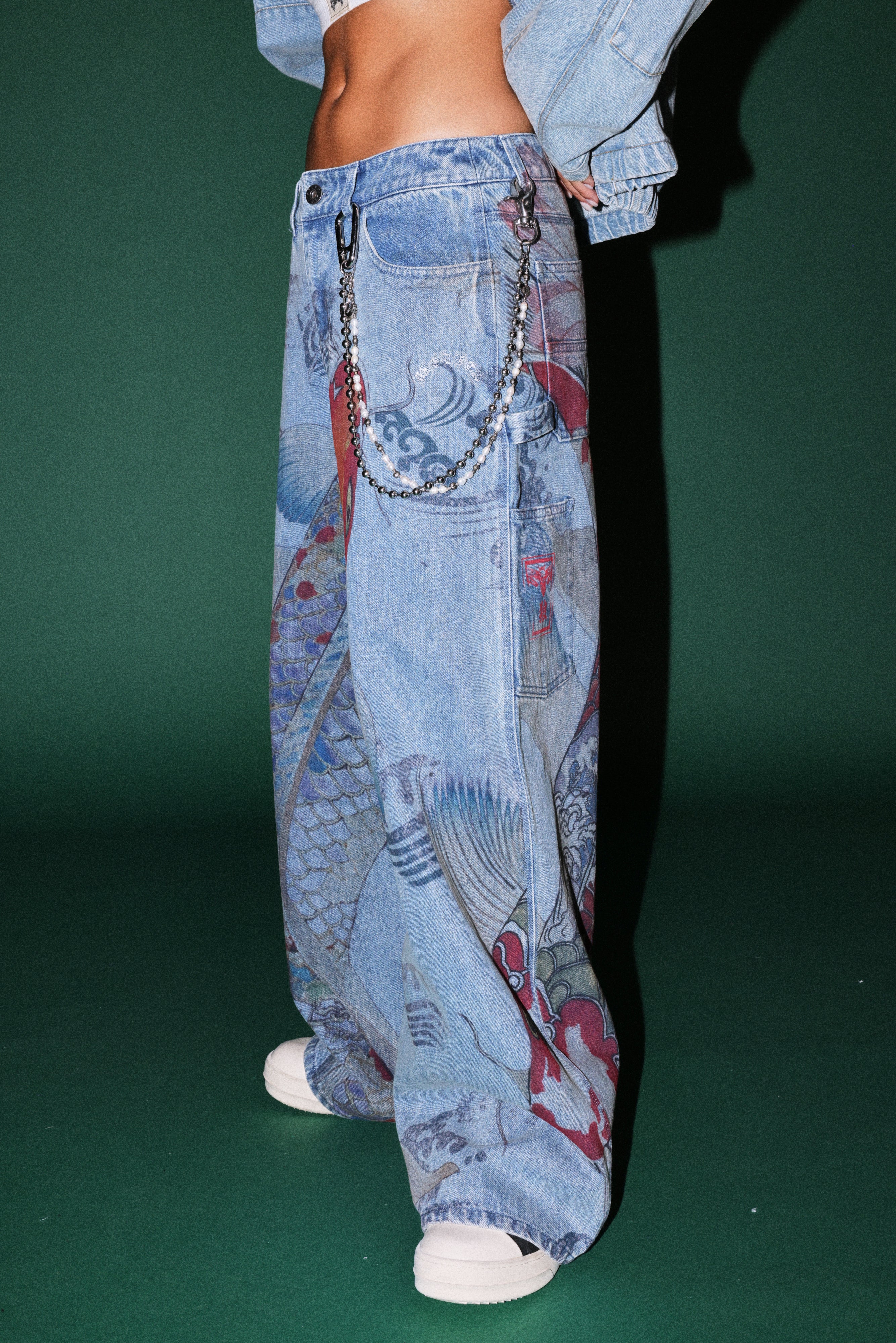 Darc Koi Wide Leg Carpenter Denim in Light Wash