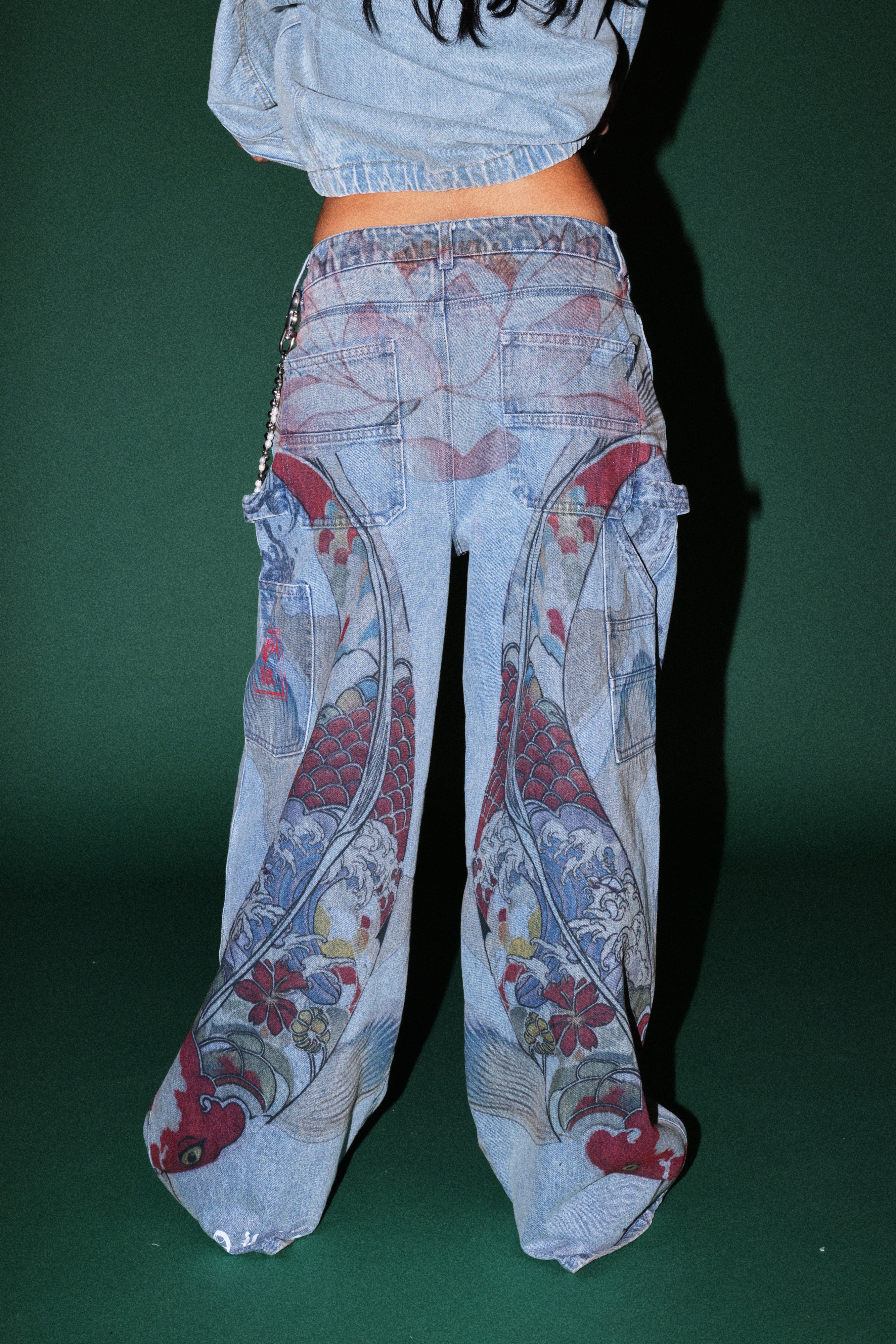 Darc Koi Wide Leg Carpenter Denim in Light Wash