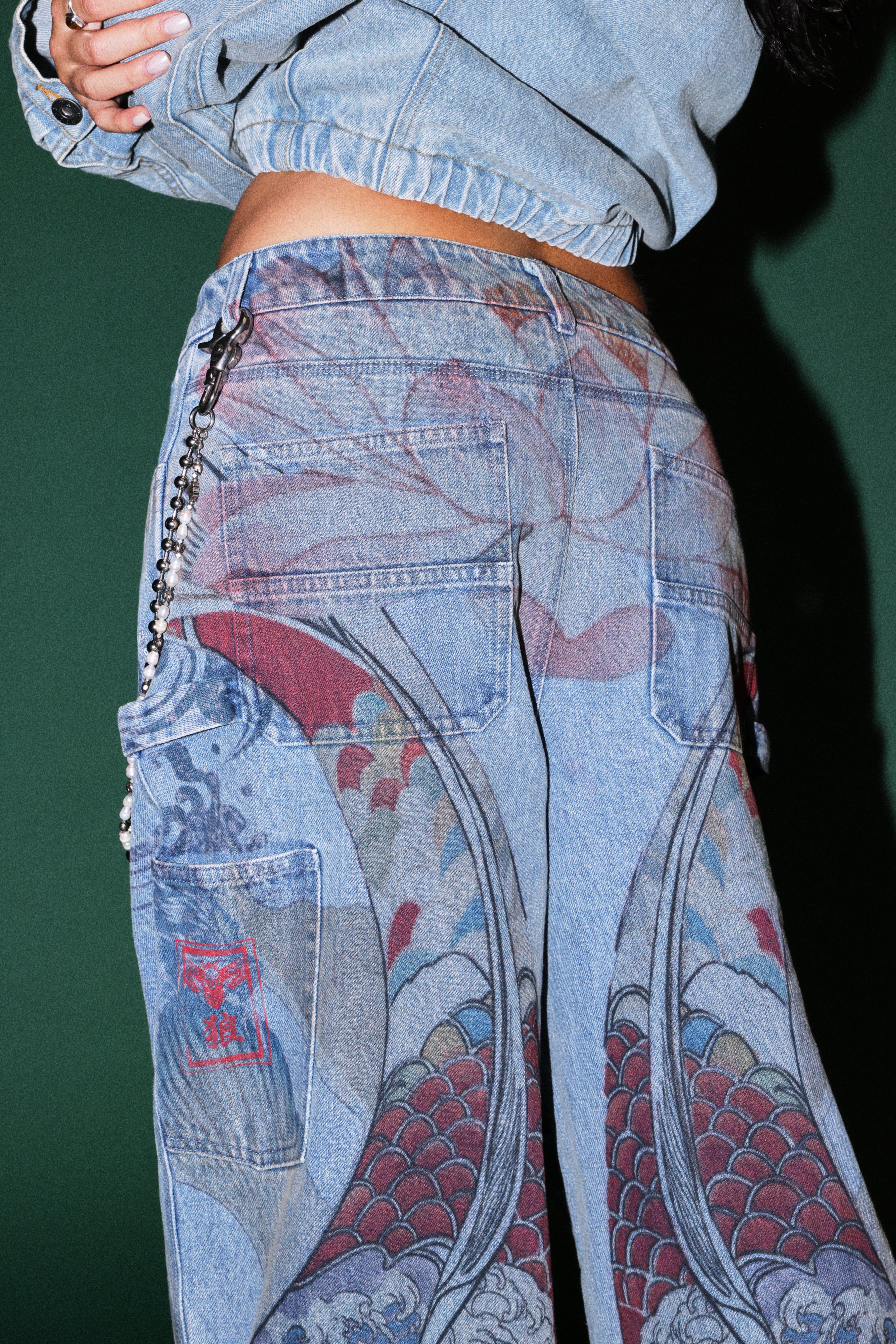 Darc Koi Wide Leg Carpenter Denim in Light Wash