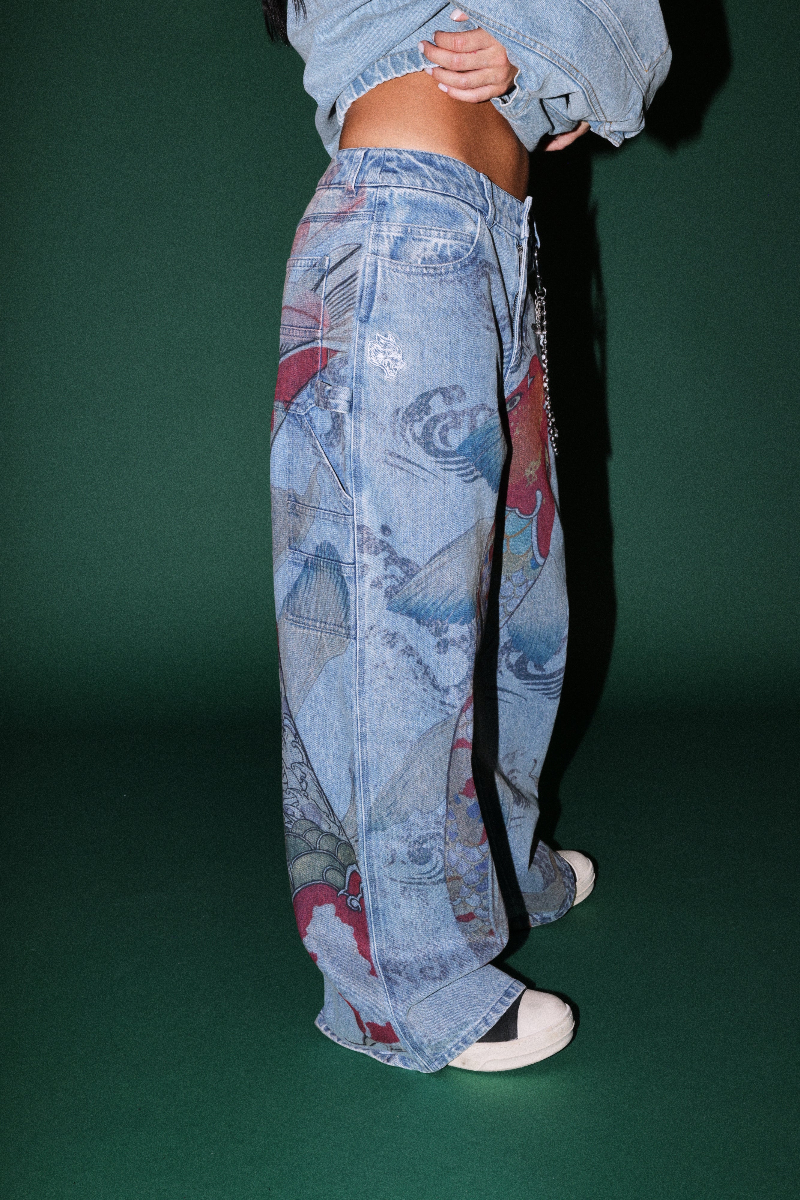 Darc Koi Wide Leg Carpenter Denim in Light Wash