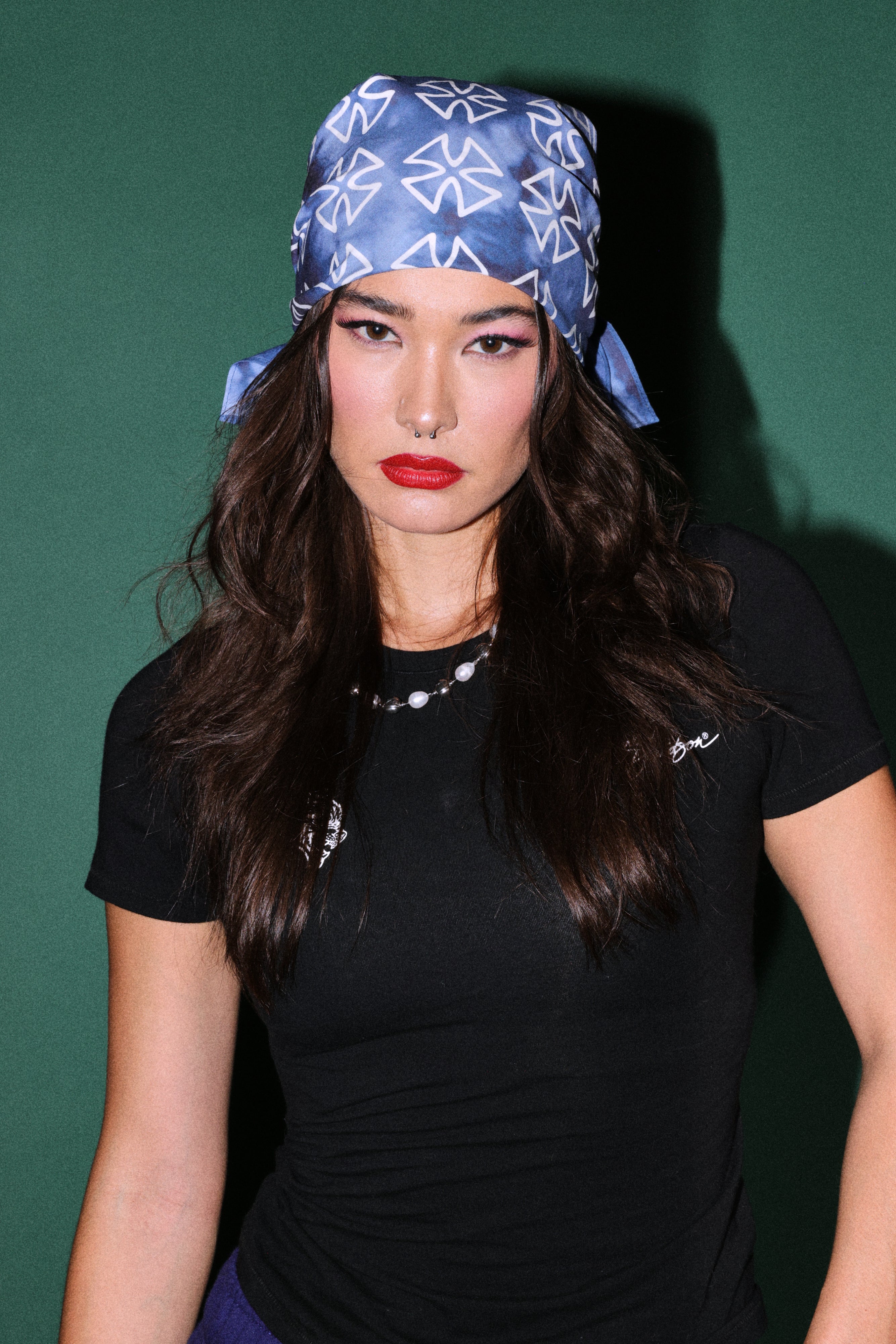 Wolf Iron Cross Bandana in Darc Blue Ghost Clouds
