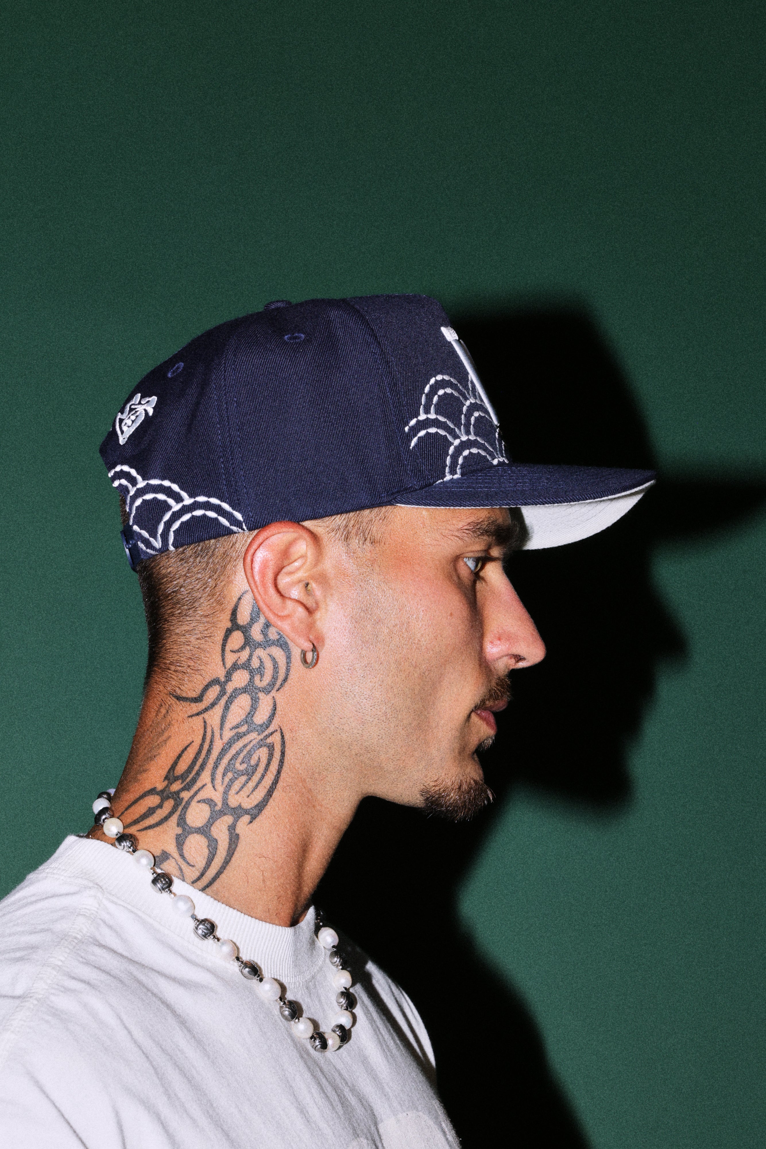 Sashiko Waves A Frame Snapback in Royal Navy